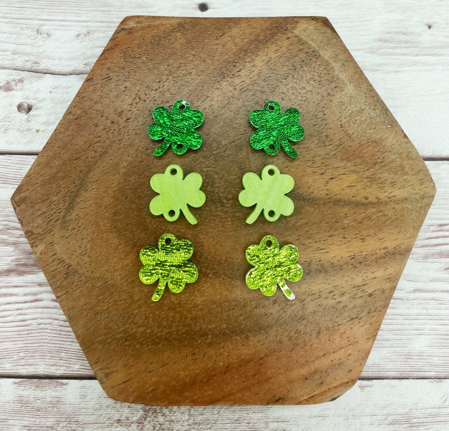 Green Shamrock Trio St. Patrick’s Day Acrylic Earring Blanks, DIY Jewelry Making