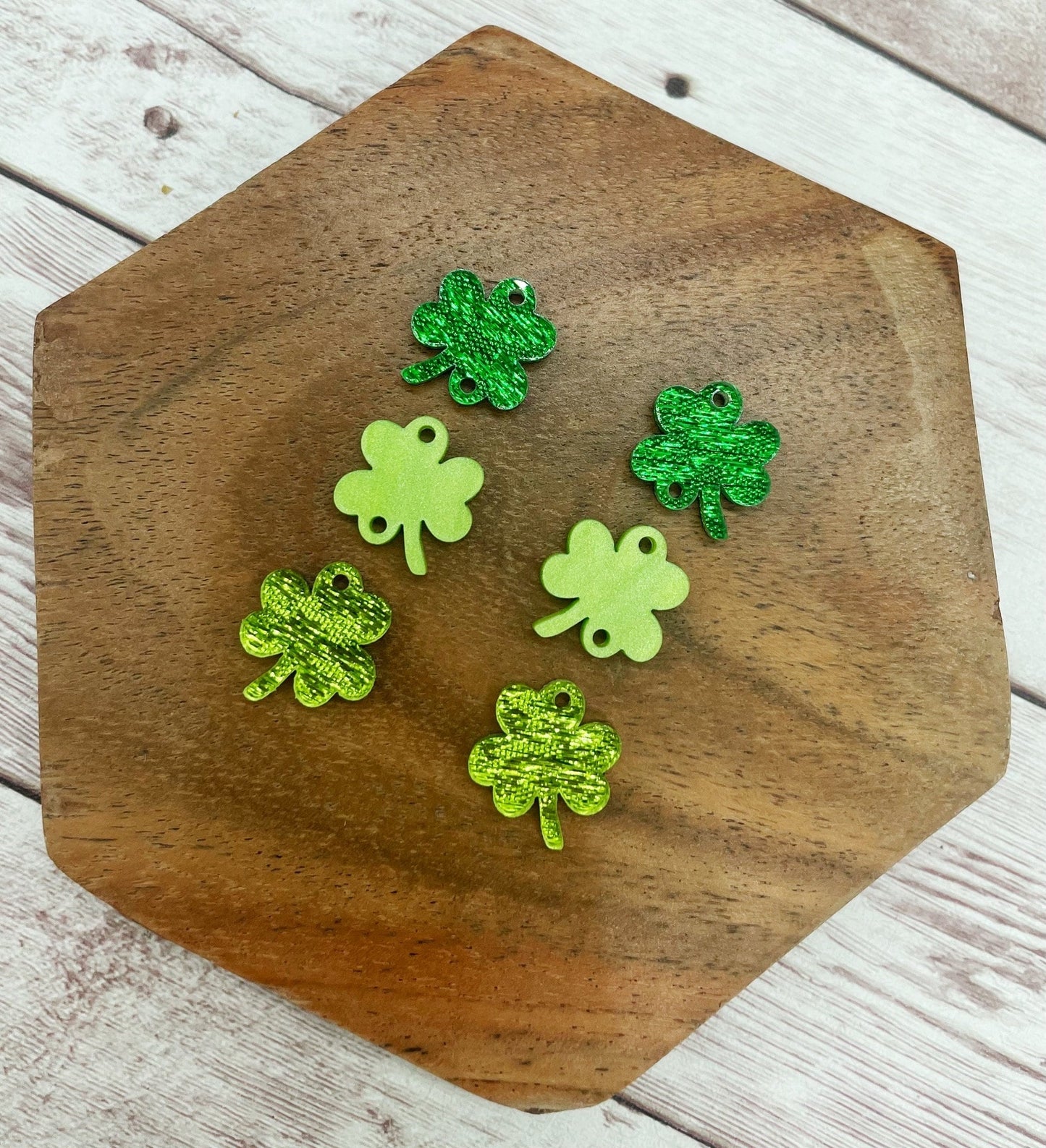 Green Shamrock Trio St. Patrick’s Day Acrylic Earring Blanks, DIY Jewelry Making