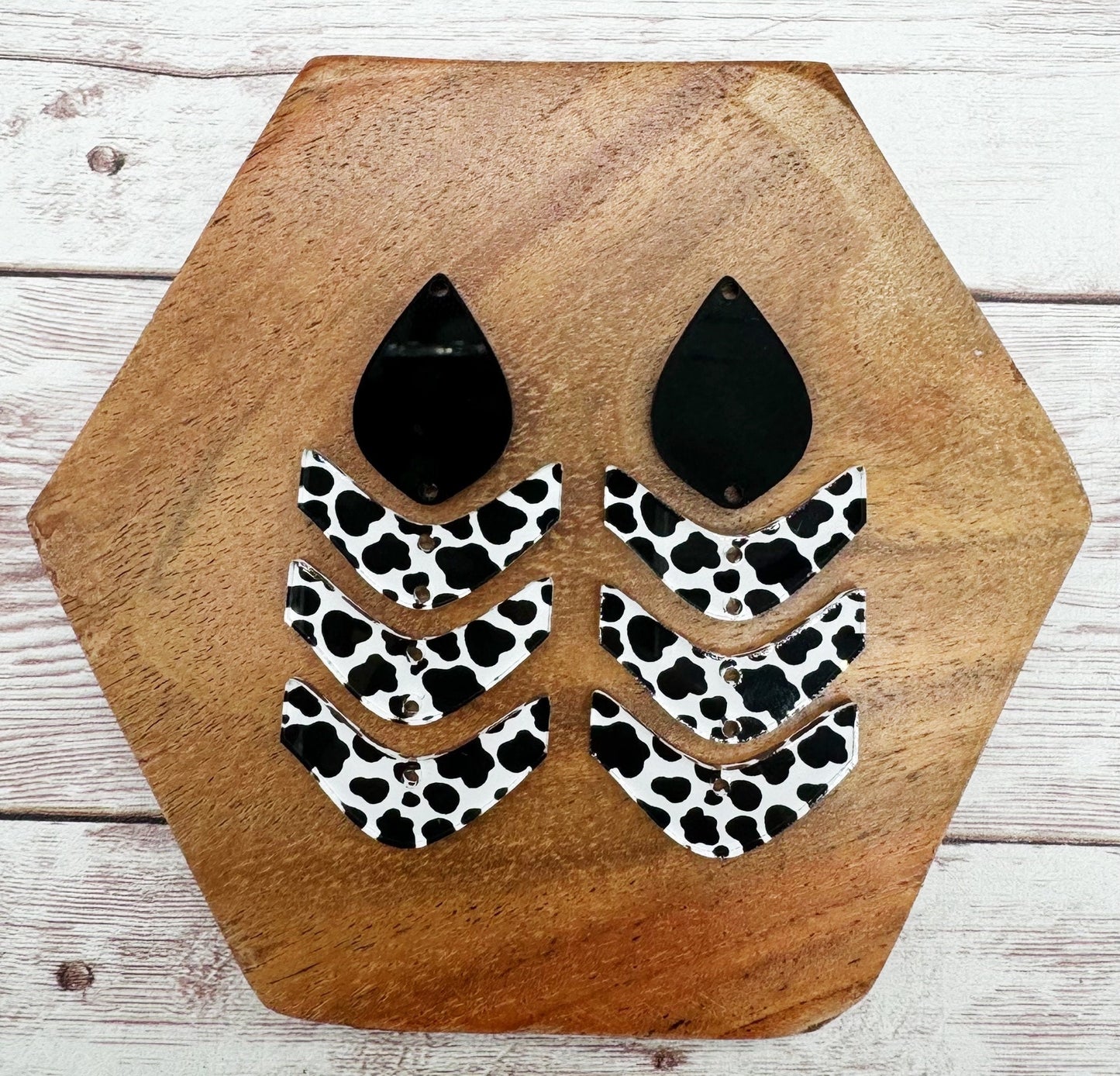 Abstract Chevron Cow Print Acrylic Earring Blanks, DIY Jewelry Making