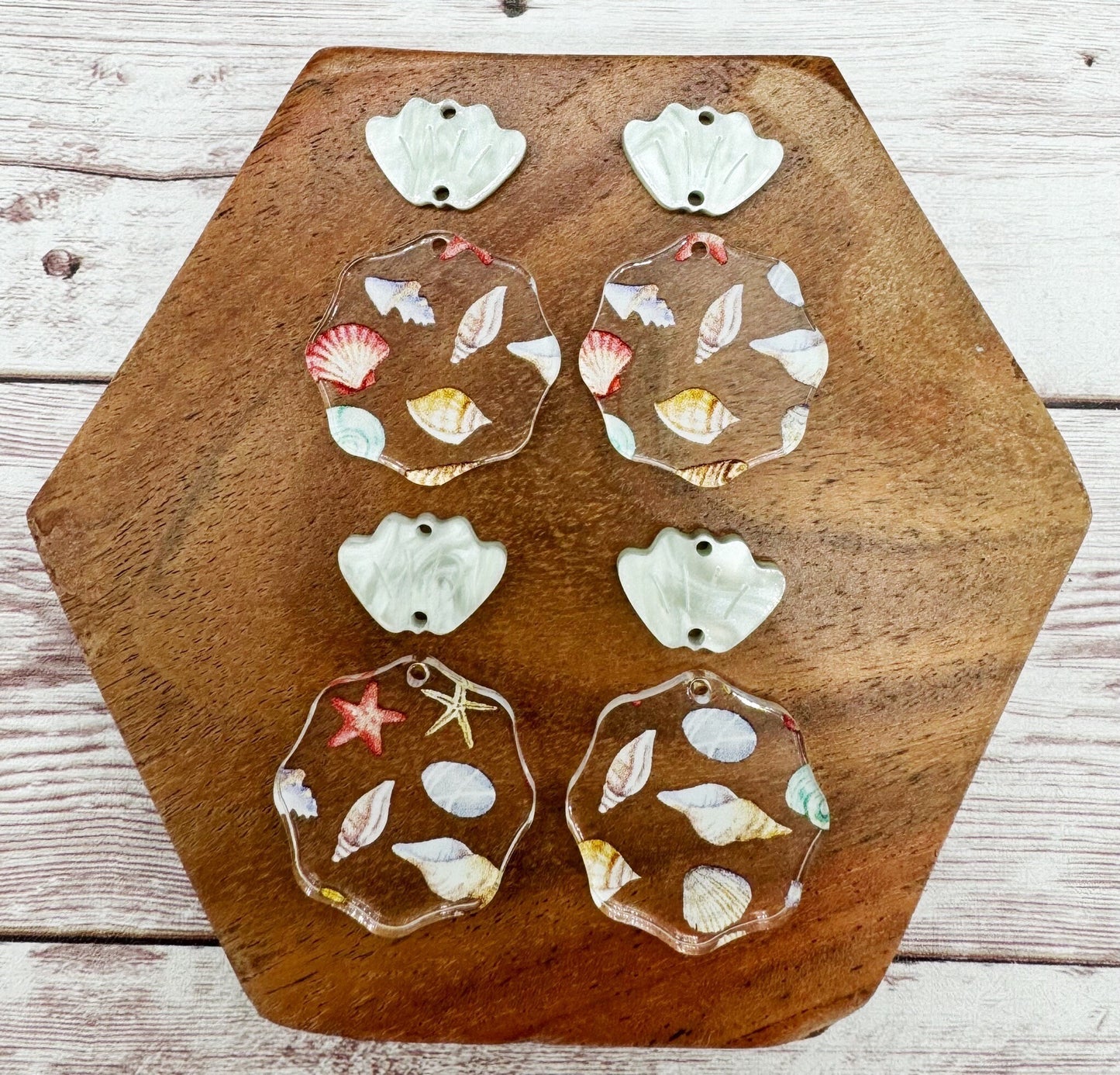 Seashell Beach Acrylic Duo Earring Blanks, DIY Jewelry Making