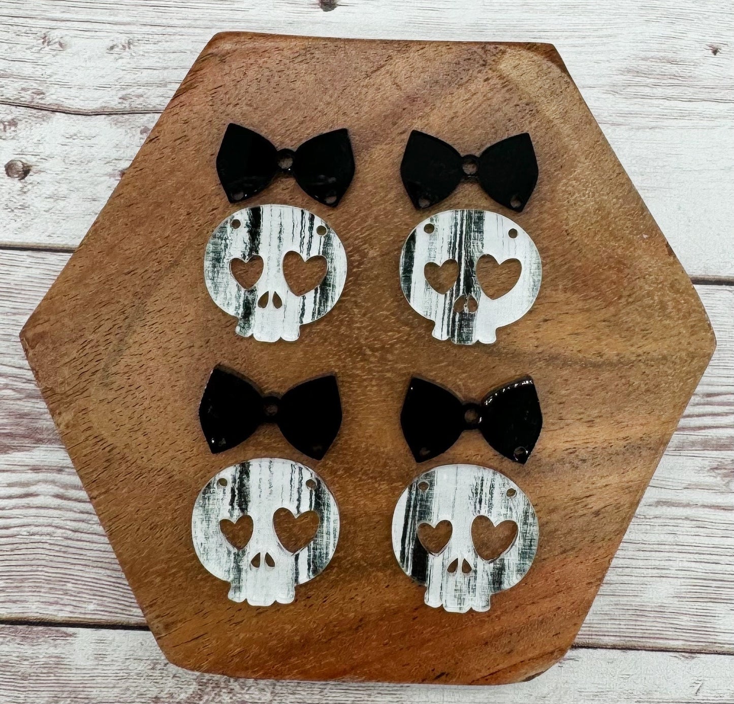 Skull and Bow Halloween Print Acrylic Earring Blanks, DIY Jewelry Making