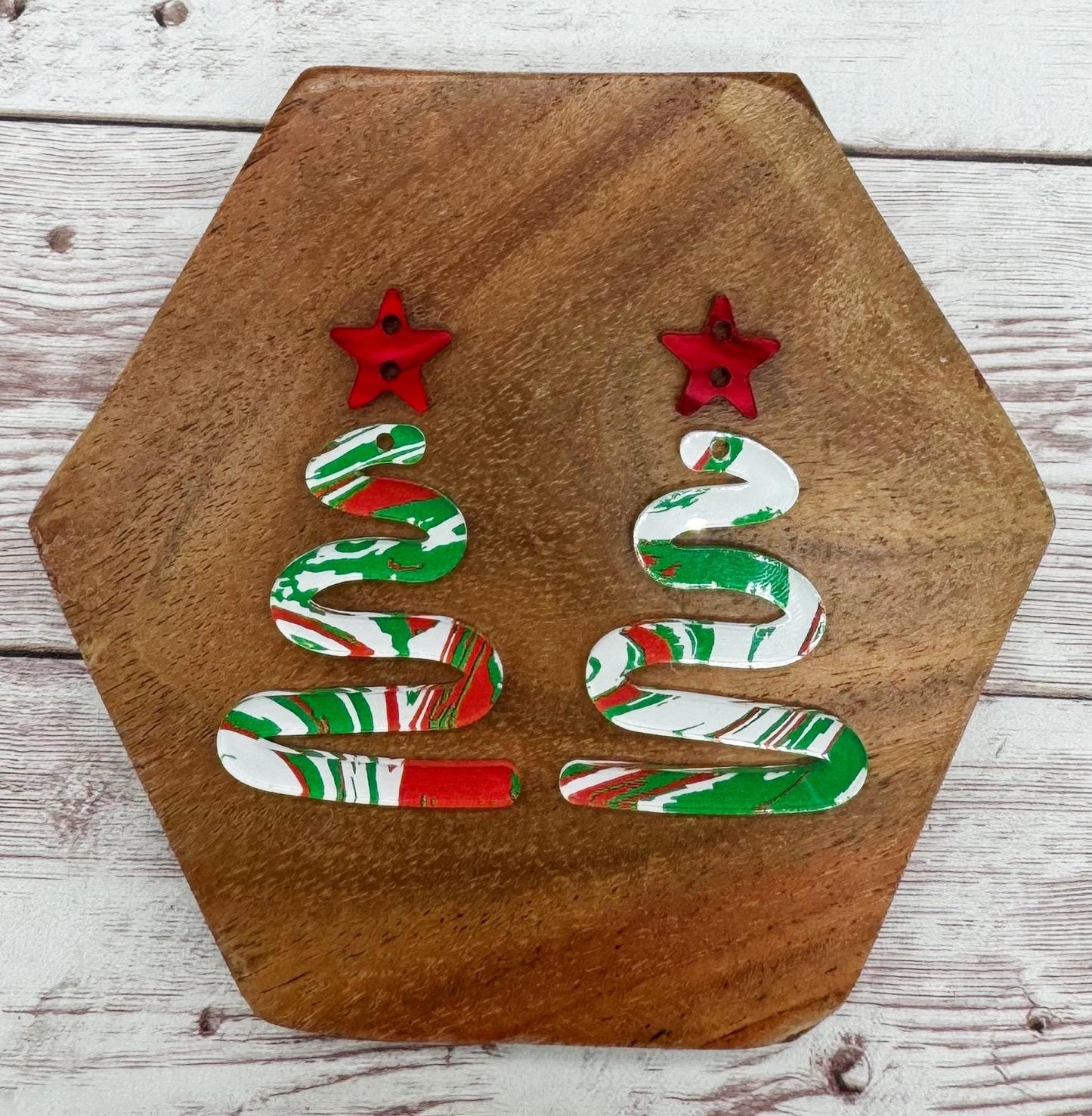 Christmas Swirl Tree and Star Connector Set Earring Blanks, DIY Jewelry Making