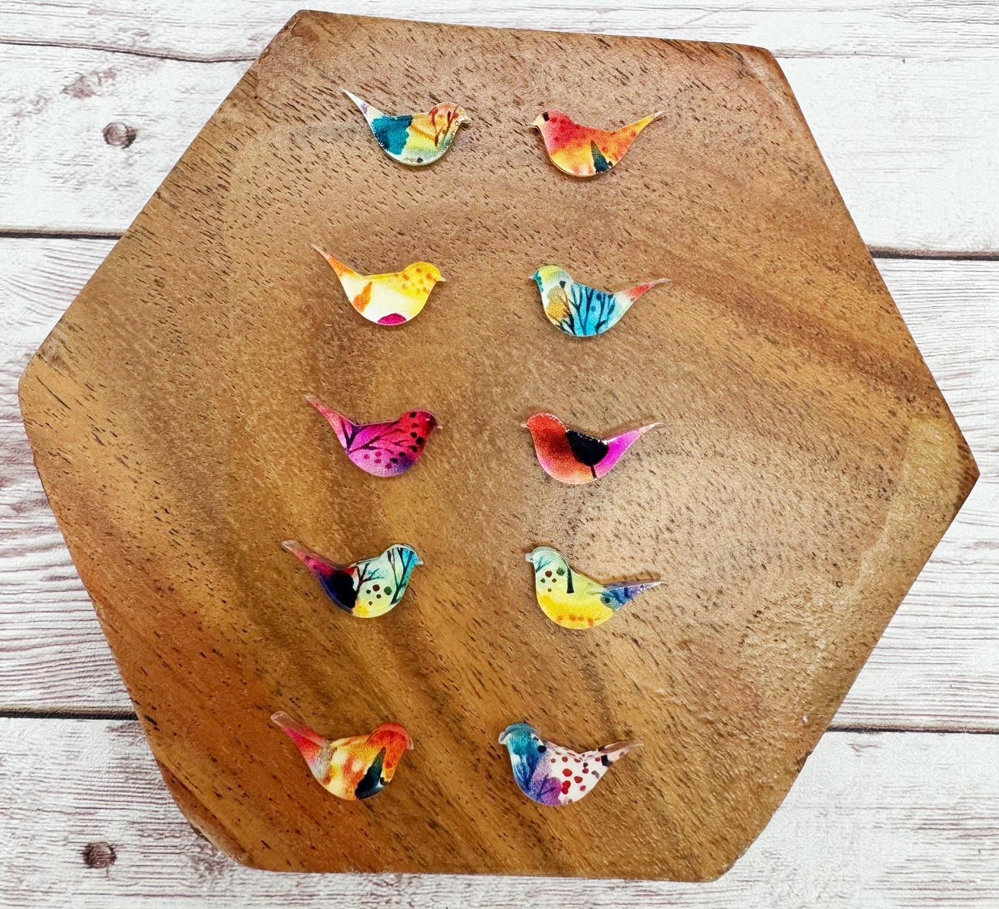 Colorful Bird Stud Earring Blanks Set of 5 Pair DIY Jewelry Making
