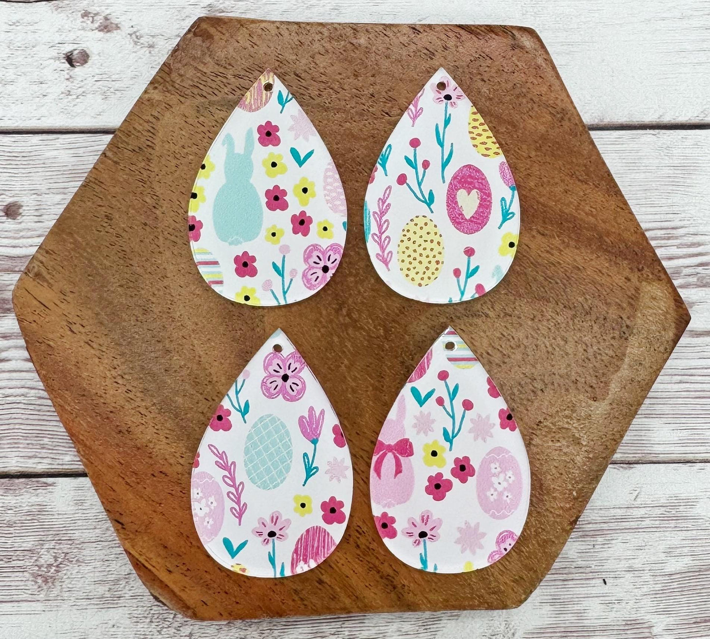 Patterned Easter Mix Print Teardrop Acrylic Earring Blanks, DIY Jewelry Making