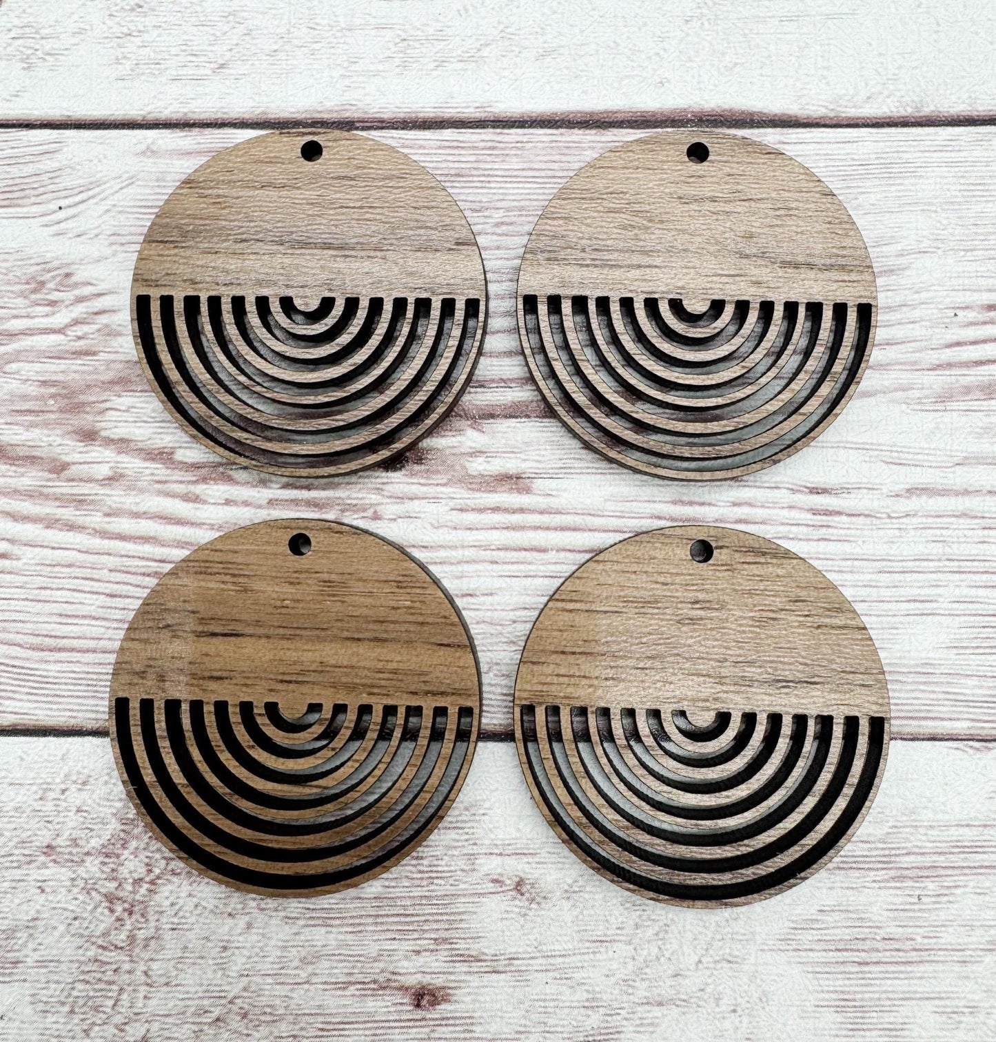 Circle Rainbow Earring Blanks, Finished Walnut Blank, DIY Jewelry Making