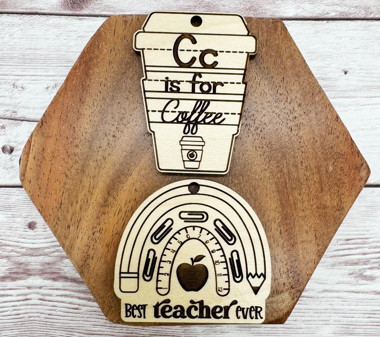 Teacher Set of 2 Engraved Keychain Blanks DIY School
