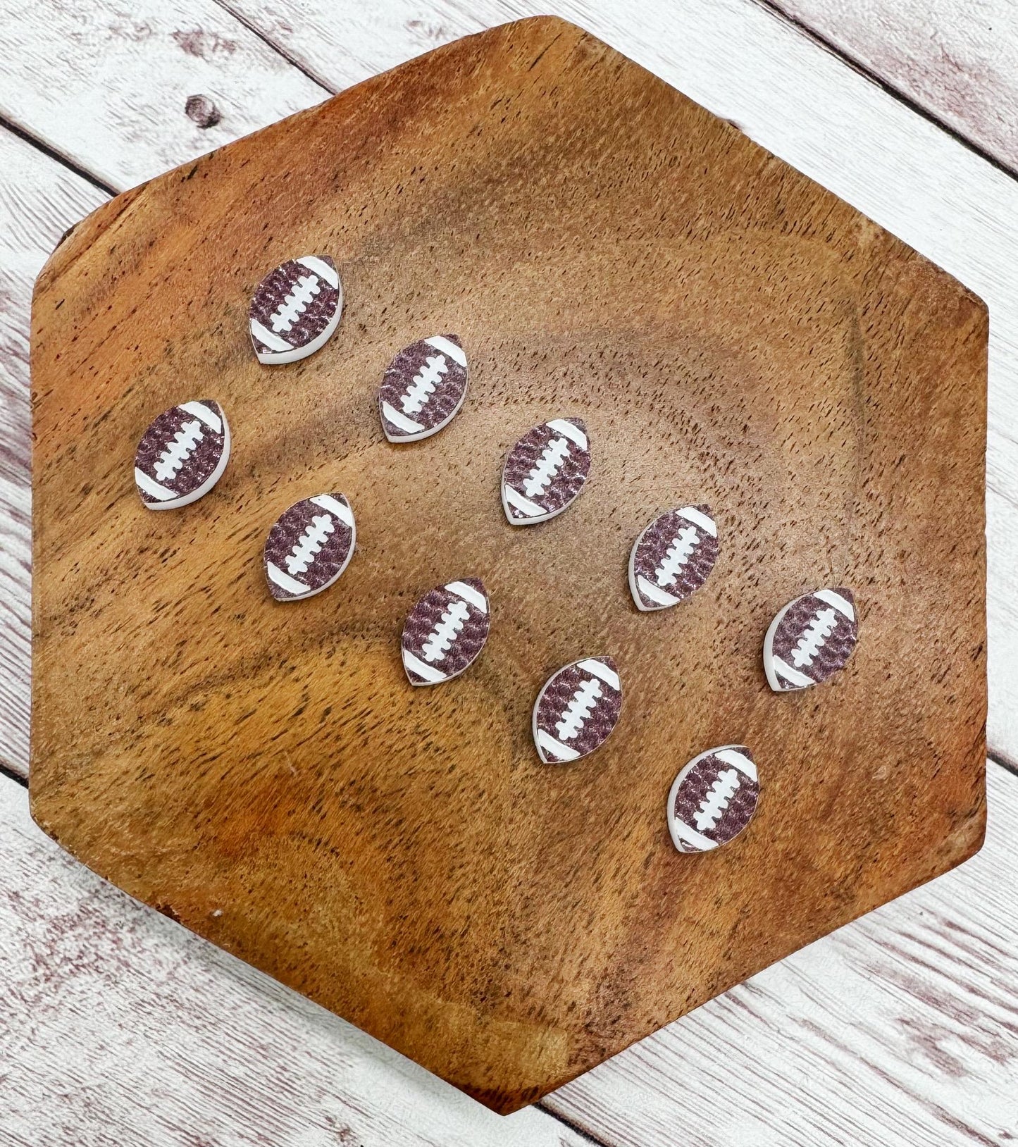 Engraved Textured Acrylic Football Stud Earring Blanks Set of 5 Pair DIY Jewelry Making