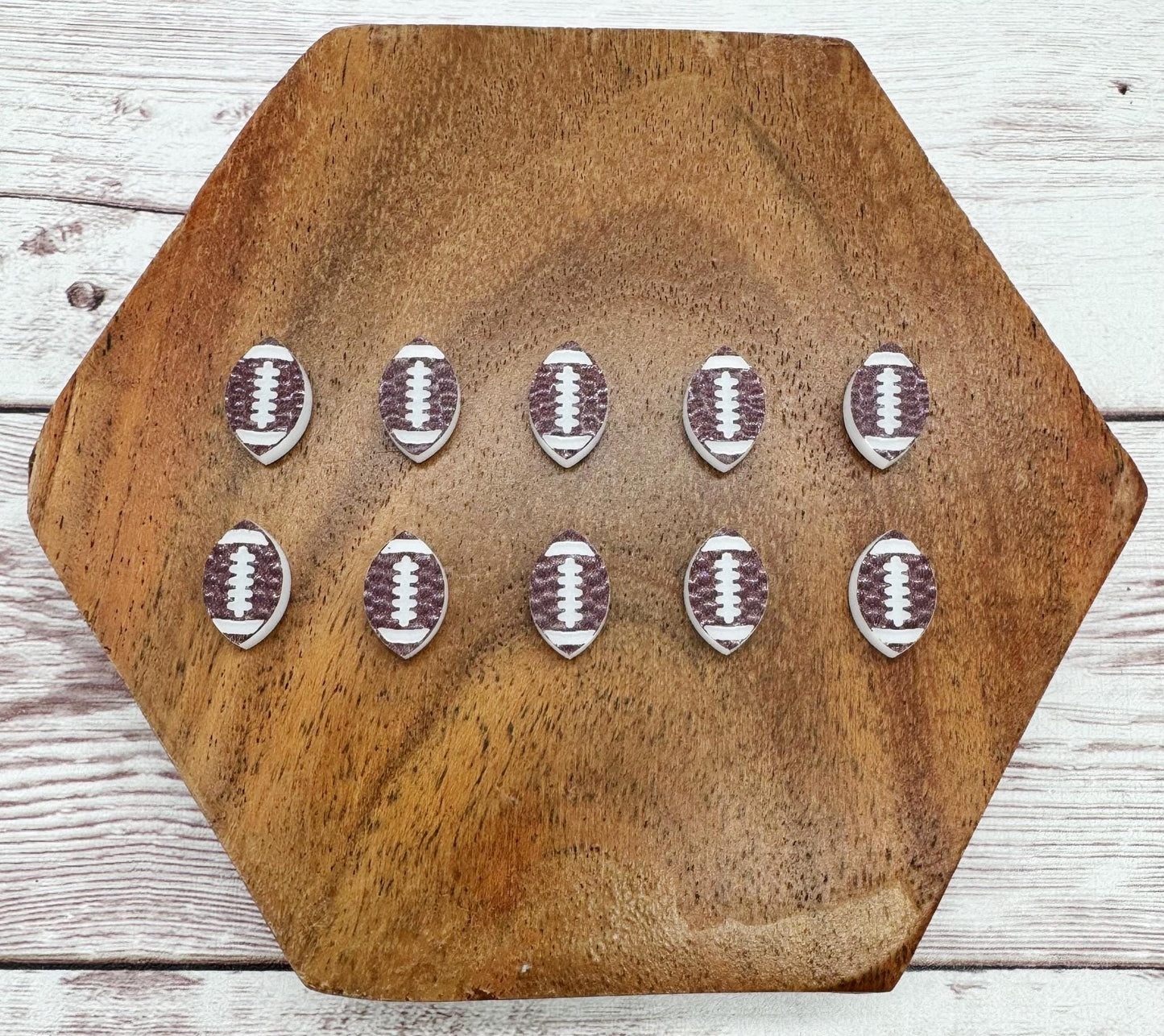 Engraved Textured Acrylic Football Stud Earring Blanks Set of 5 Pair DIY Jewelry Making