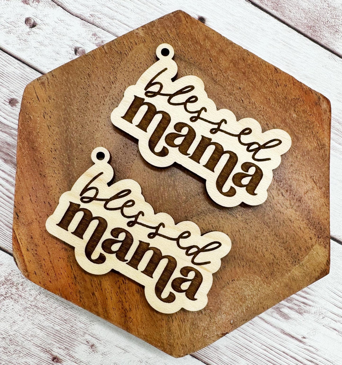 Blessed Mama Set of 2 Engraved Keychain Blanks DIY Sports