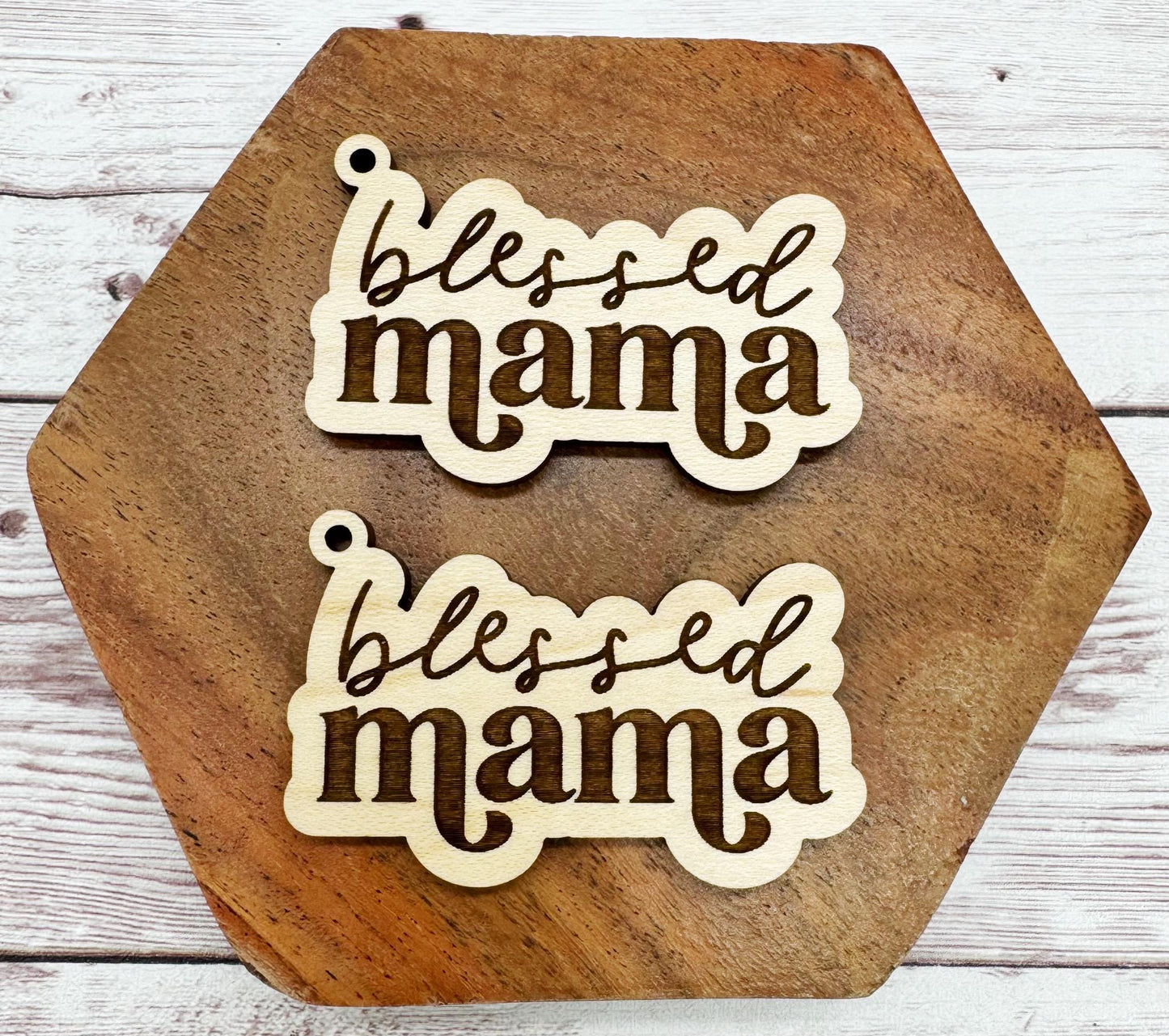 Blessed Mama Set of 2 Engraved Keychain Blanks DIY Sports