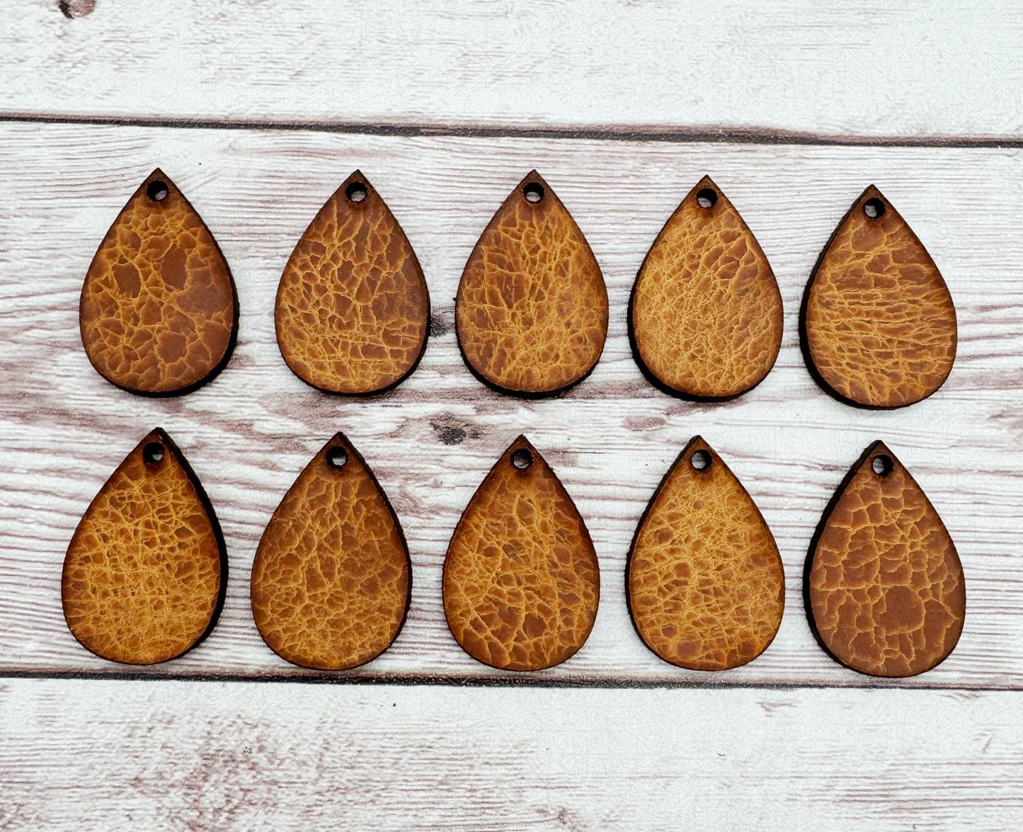 Natural Vegetable Tanned Leather Mini Teardrop Set of 5 Pair, DIY Jewelry Making