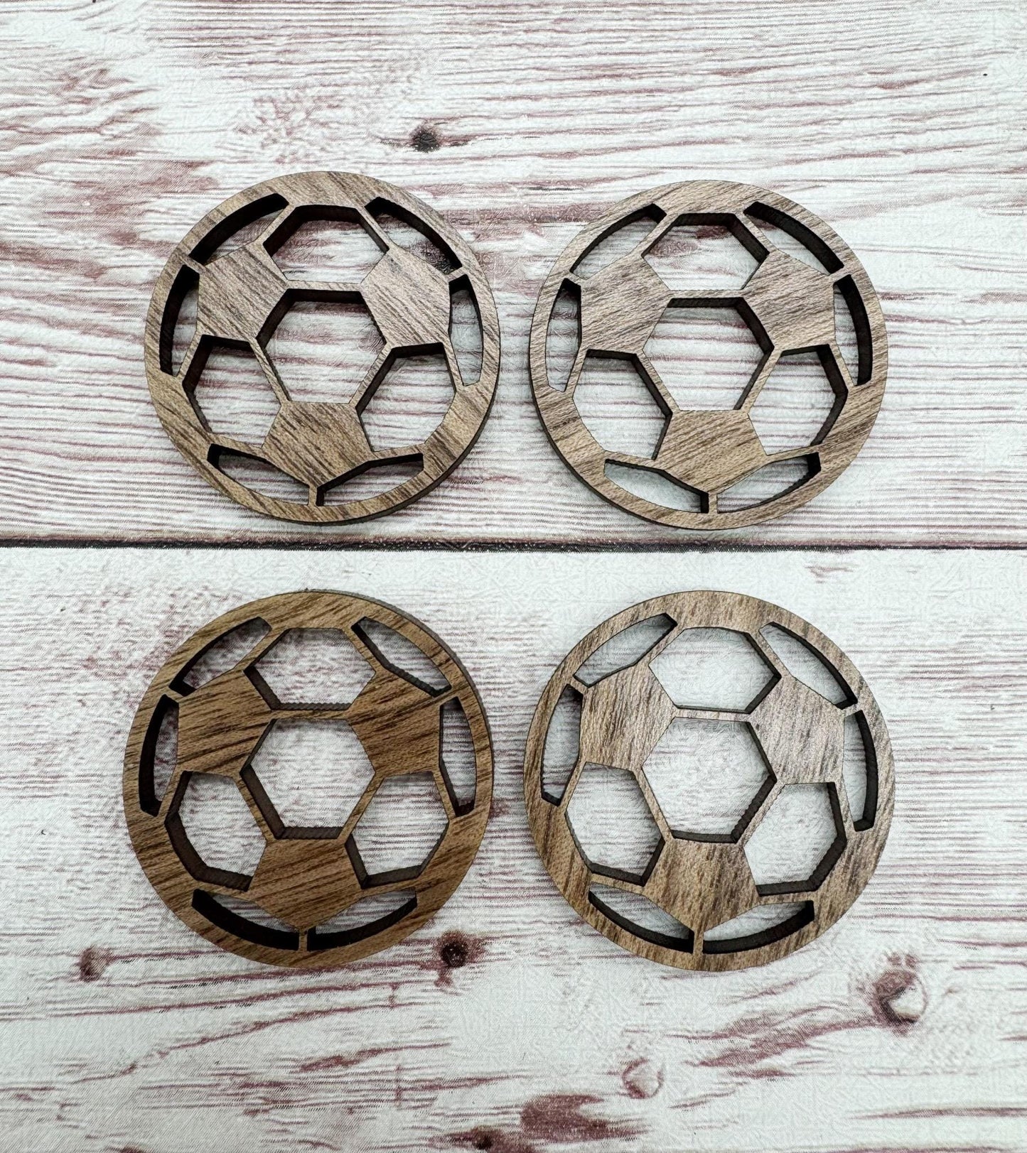 Wood Soccer Cutout Earring Blanks, Finished Walnut Blank, DIY Jewelry Making