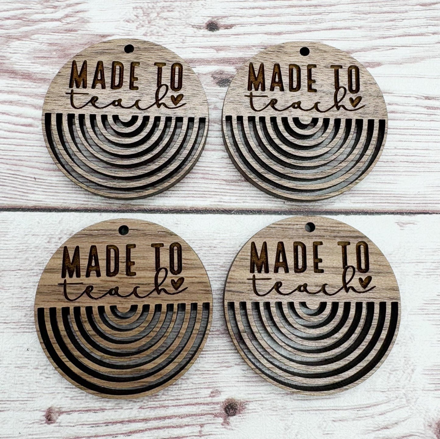Engraved Made to Teach School Teacher Earring Blanks, Finished Walnut Blank, DIY Jewelry Making
