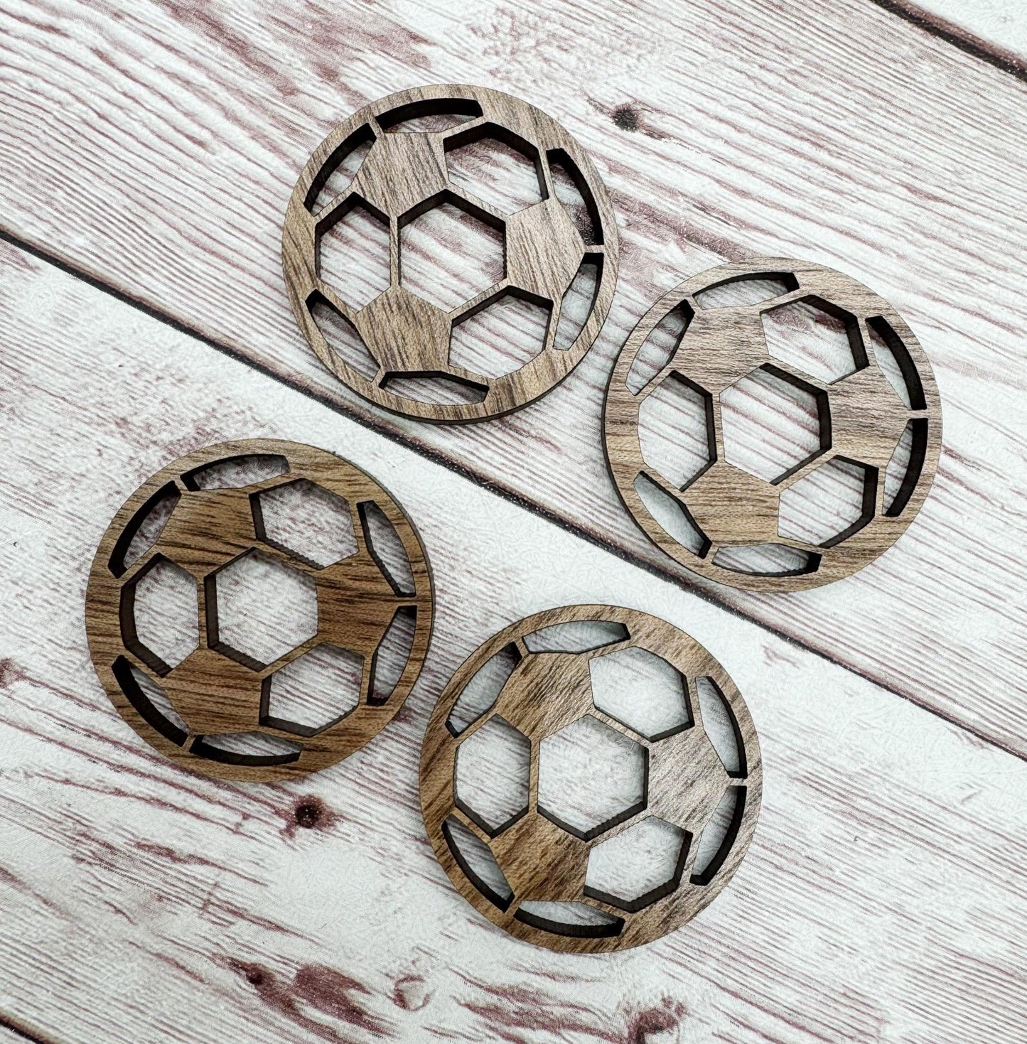 Wood Soccer Cutout Earring Blanks, Finished Walnut Blank, DIY Jewelry Making