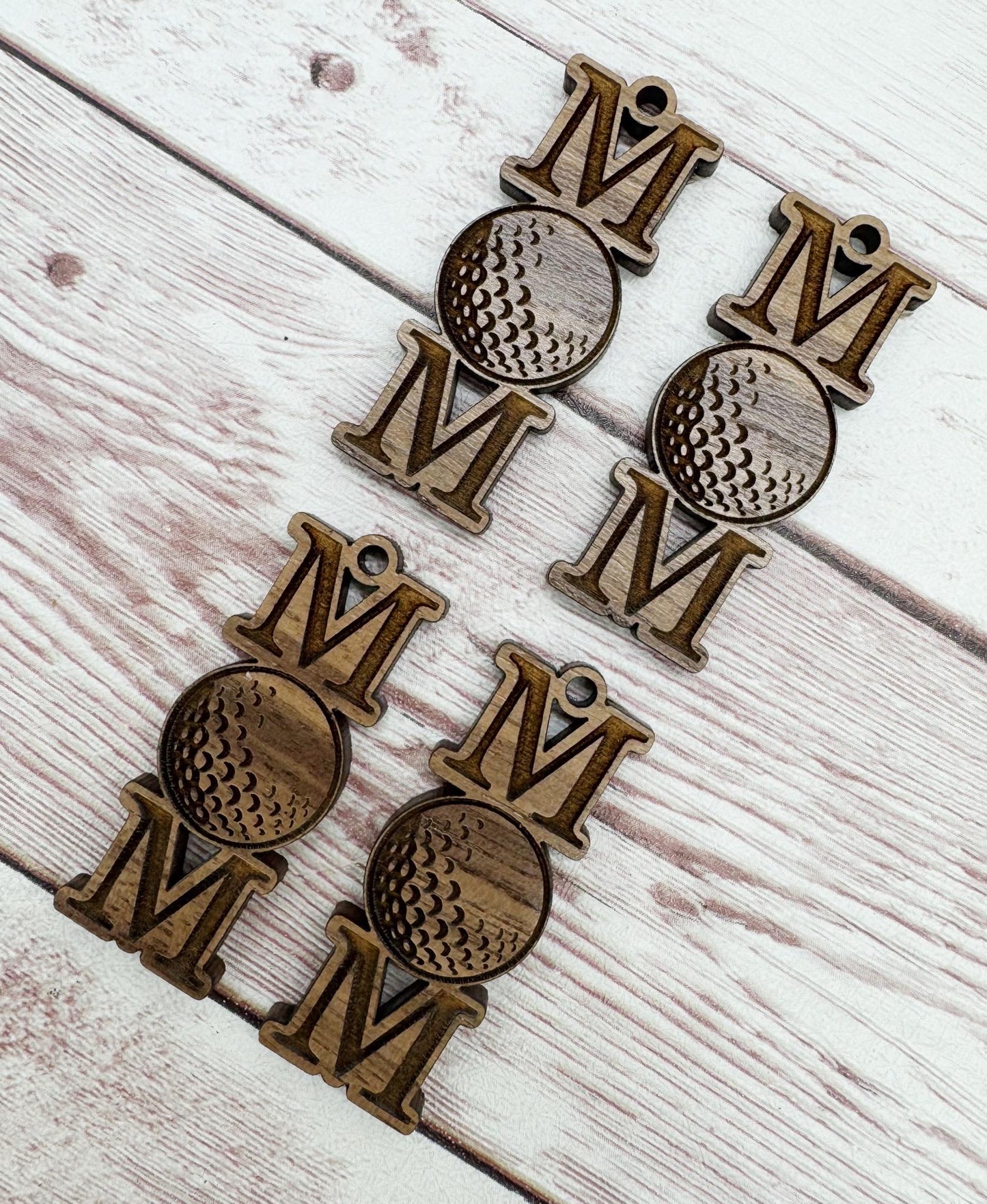 Wood Engraved Golf Mom Sports Earring Blanks, Finished Walnut Blank, DIY Jewelry Making