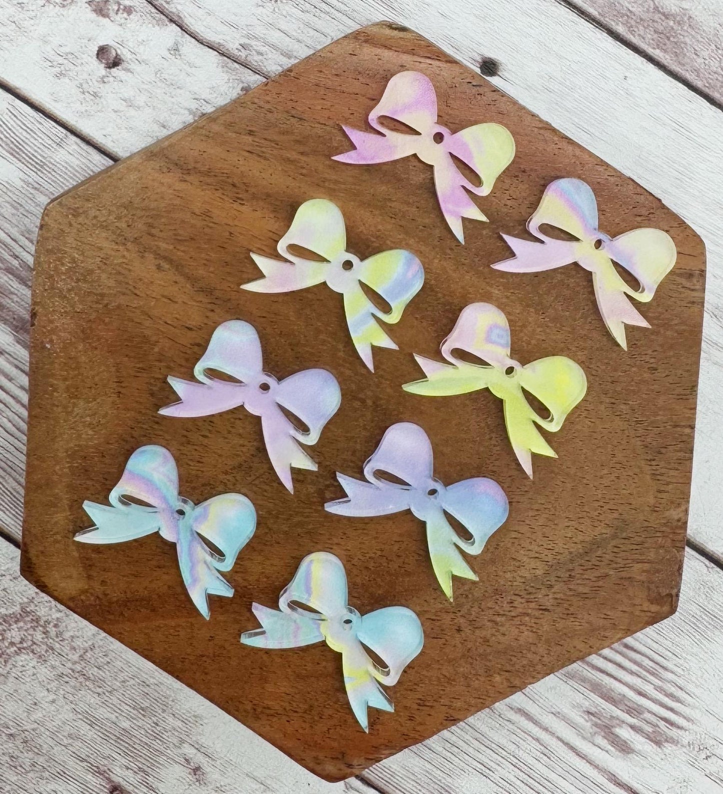 Set of 4 Pair Pastel Swirl Print Mini Bow Earring Blanks DIY Jewelry Making