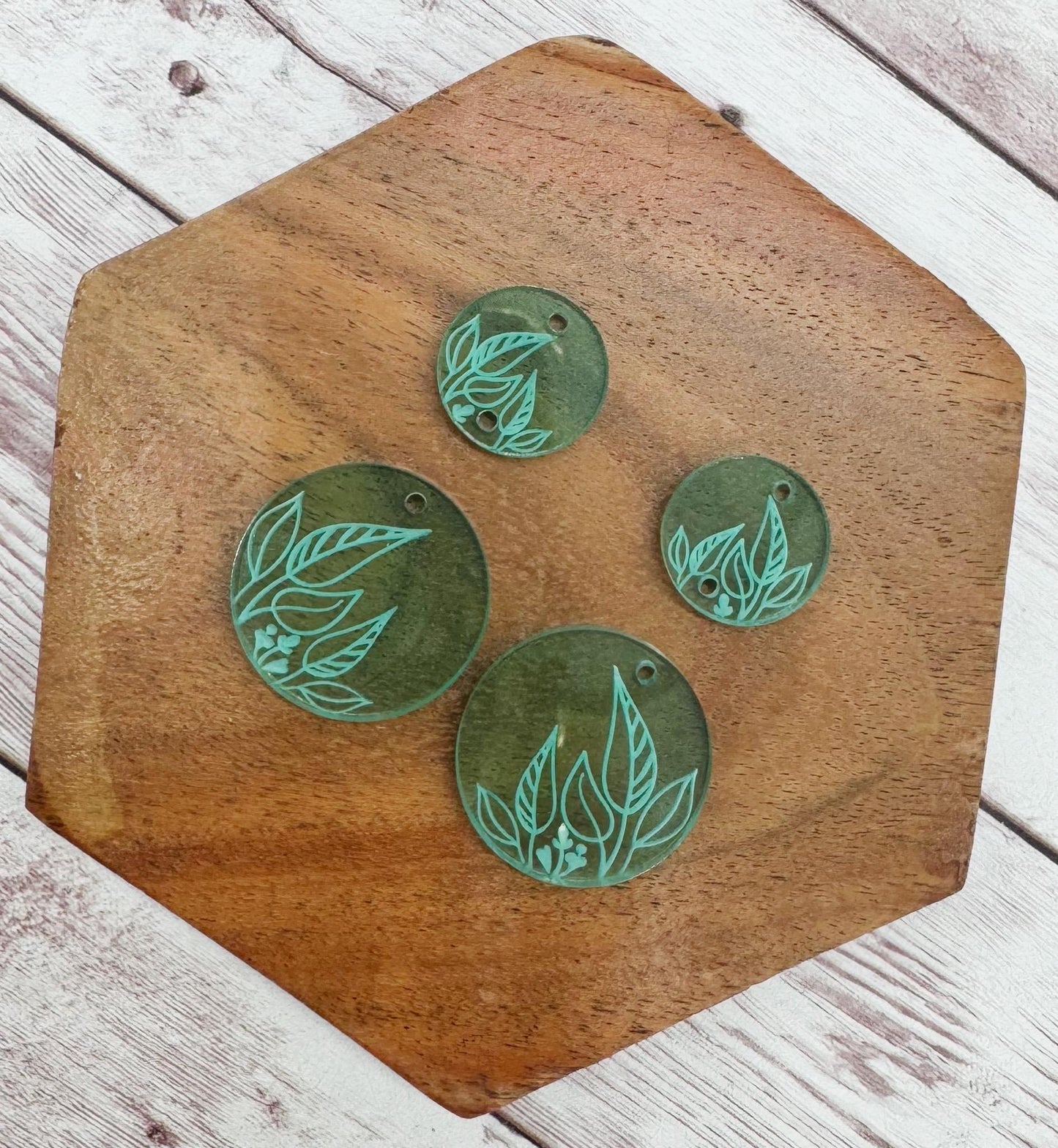 Engraved Botanical Acrylic Set, Earring Blanks, DIY Jewelry Making