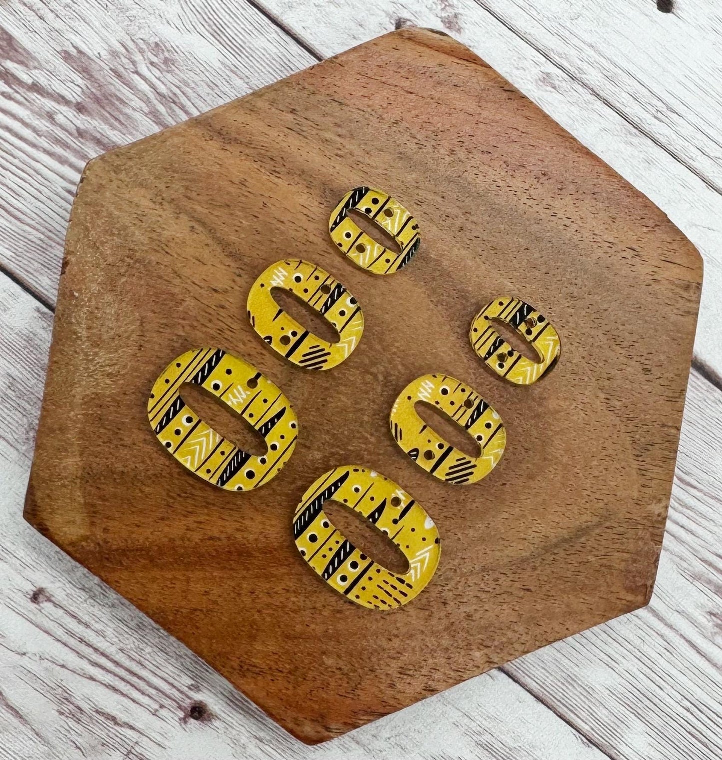 Mustard Print Retro Trio Acrylic Earring Blanks, DIY Jewelry Making
