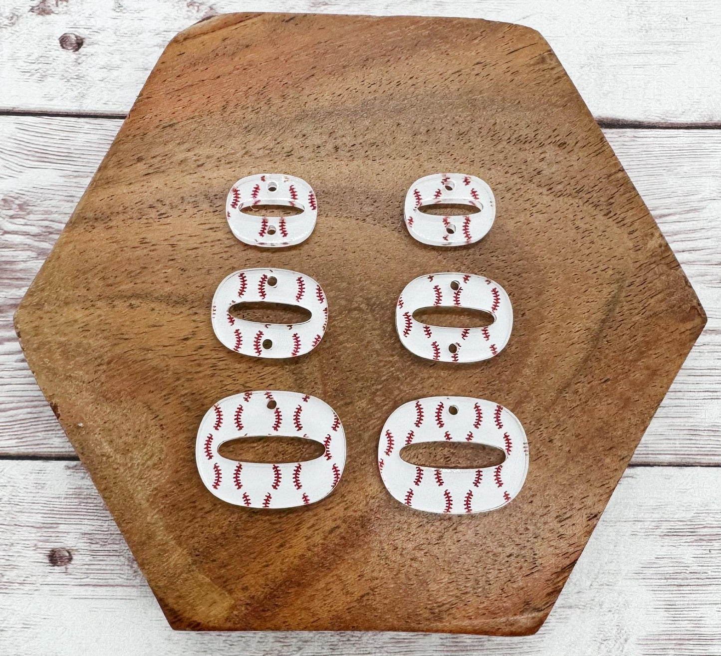 Baseball Laces Print Acrylic Retro Trio Earring Blanks, DIY Jewelry Making