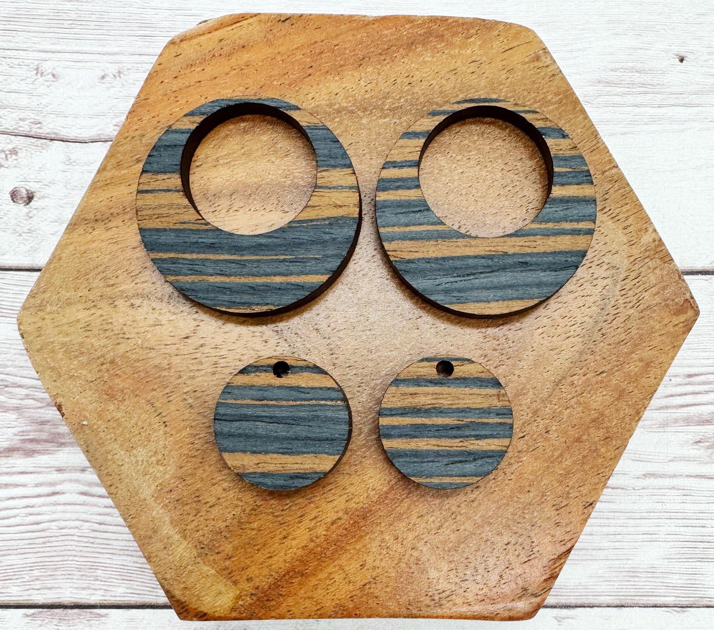 Black and Brown Brushstroke Wood Hoop Set Earring Blanks, DIY Jewelry Making