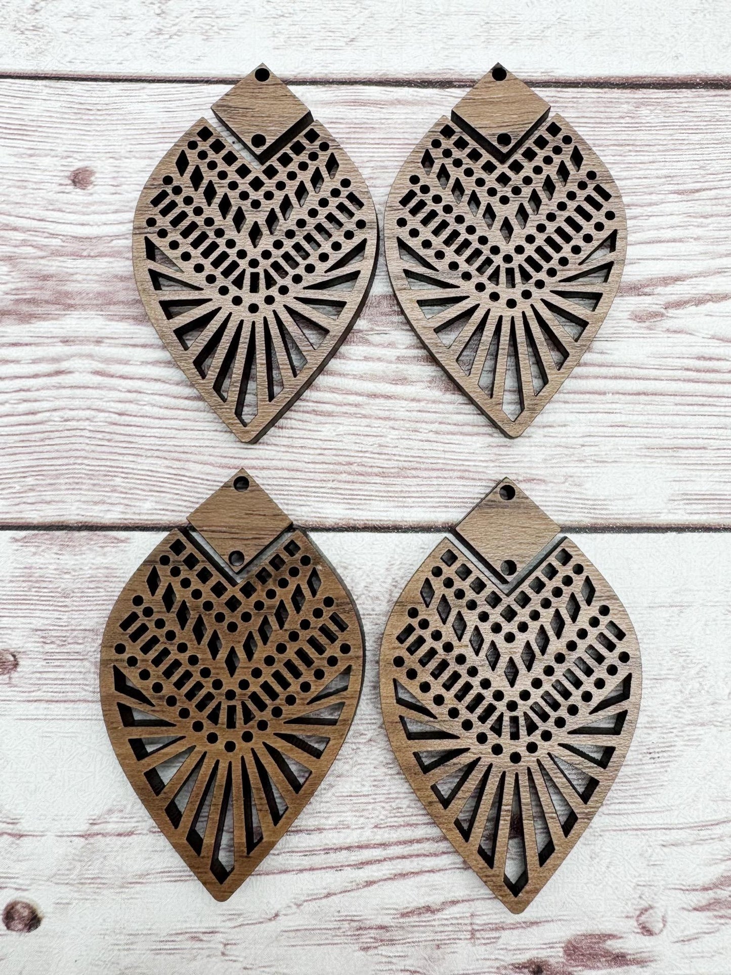Intricate Walnut Lace Teardrop and Connector Earring Blanks, DIY Jewelry Making