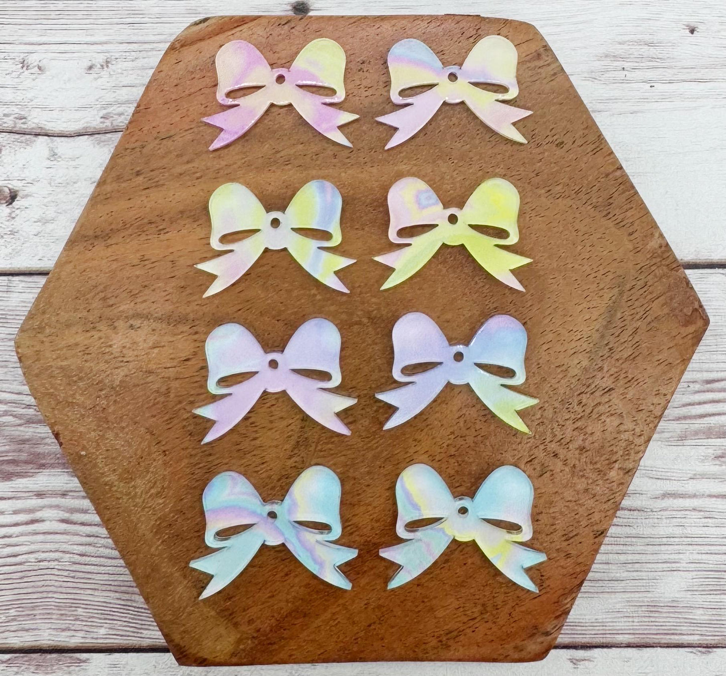 Set of 4 Pair Pastel Swirl Print Mini Bow Earring Blanks DIY Jewelry Making