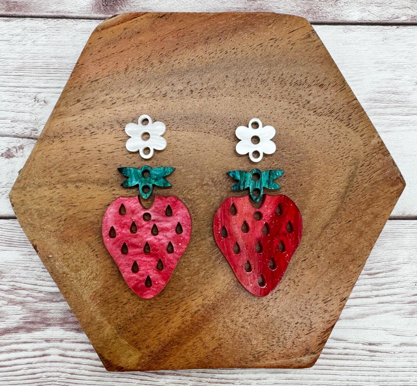 Strawberry Stem Flower Set Summer Earring Blanks, DIY Jewelry Making