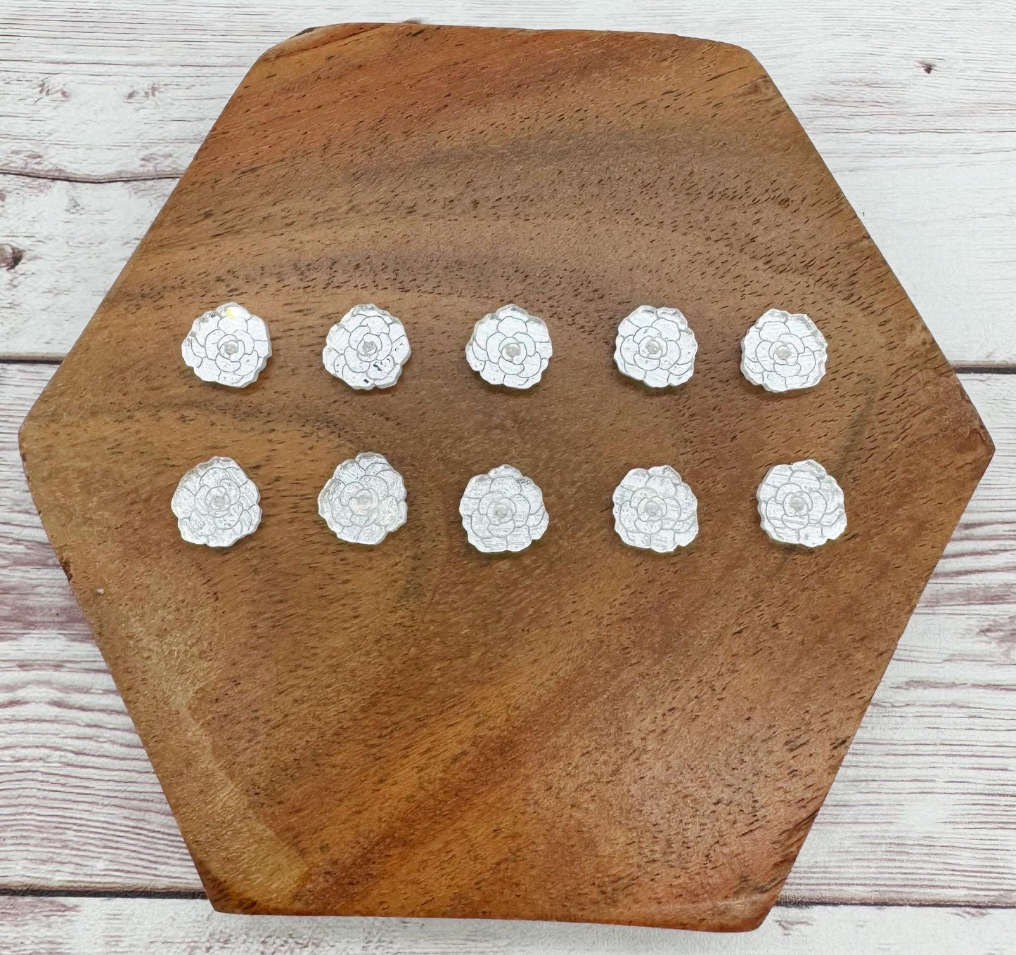 Engraved Rose Flower Silver Linen Mirrored Acrylic Stud Earring Blanks Set of 5 Pair DIY Jewelry Making