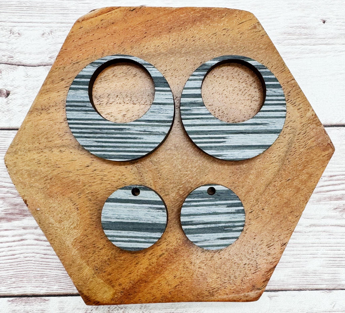 Grey Brushstroke Wood Hoop Set Earring Blanks, DIY Jewelry Making