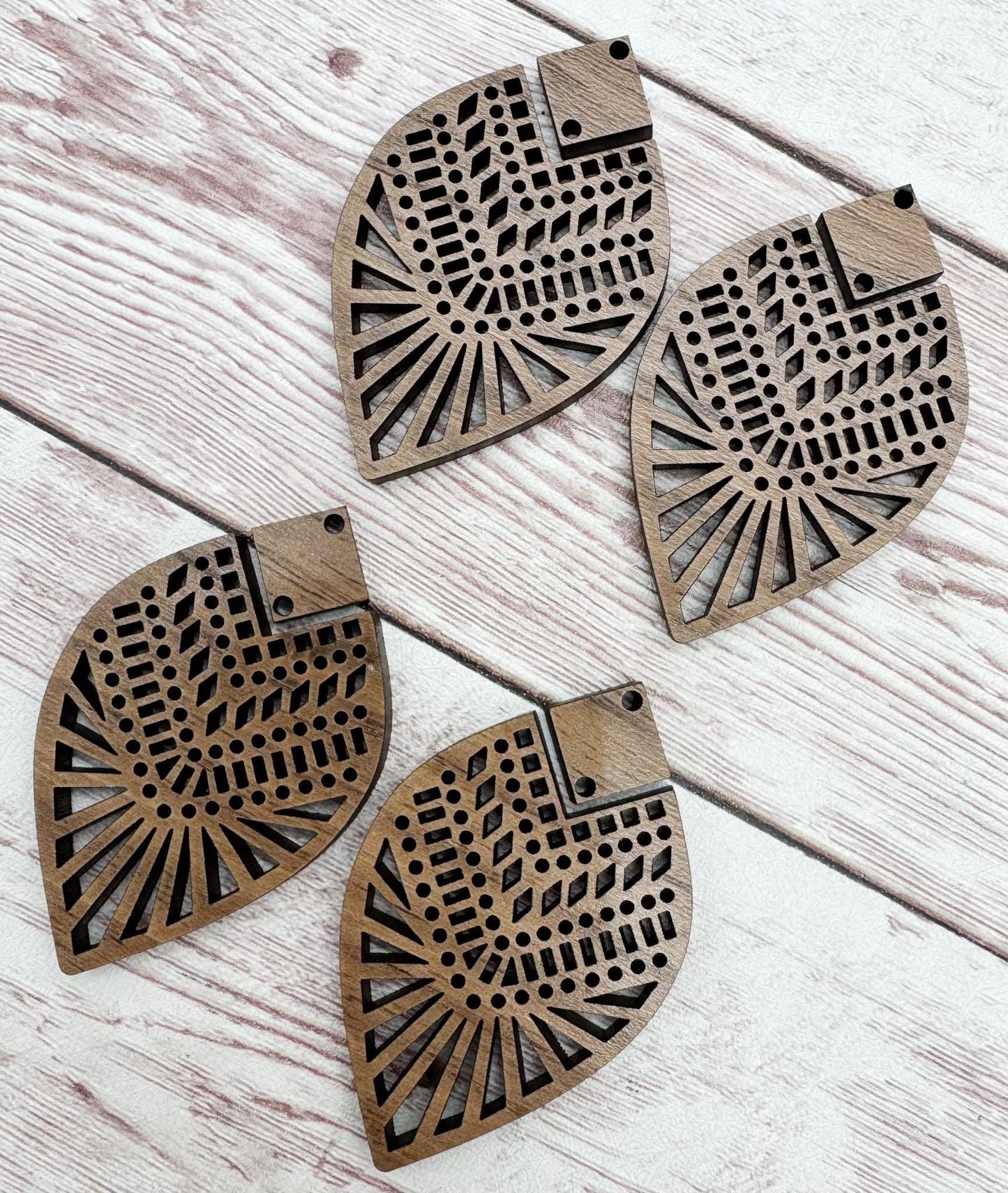Intricate Walnut Lace Teardrop and Connector Earring Blanks, DIY Jewelry Making