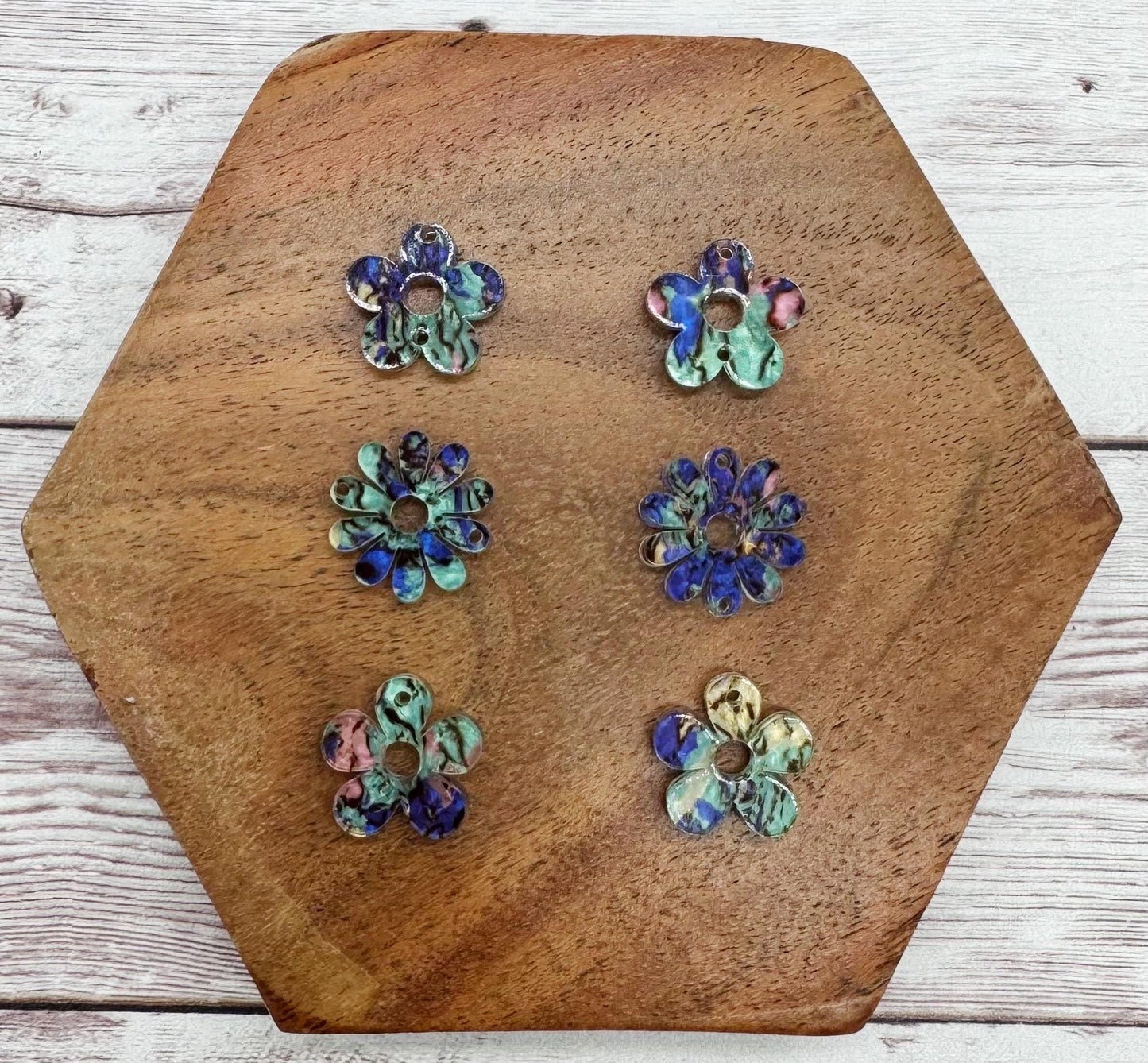 Swirl Acrylic Funky Flower Trio Acrylic Earring Blanks, DIY Jewelry Making
