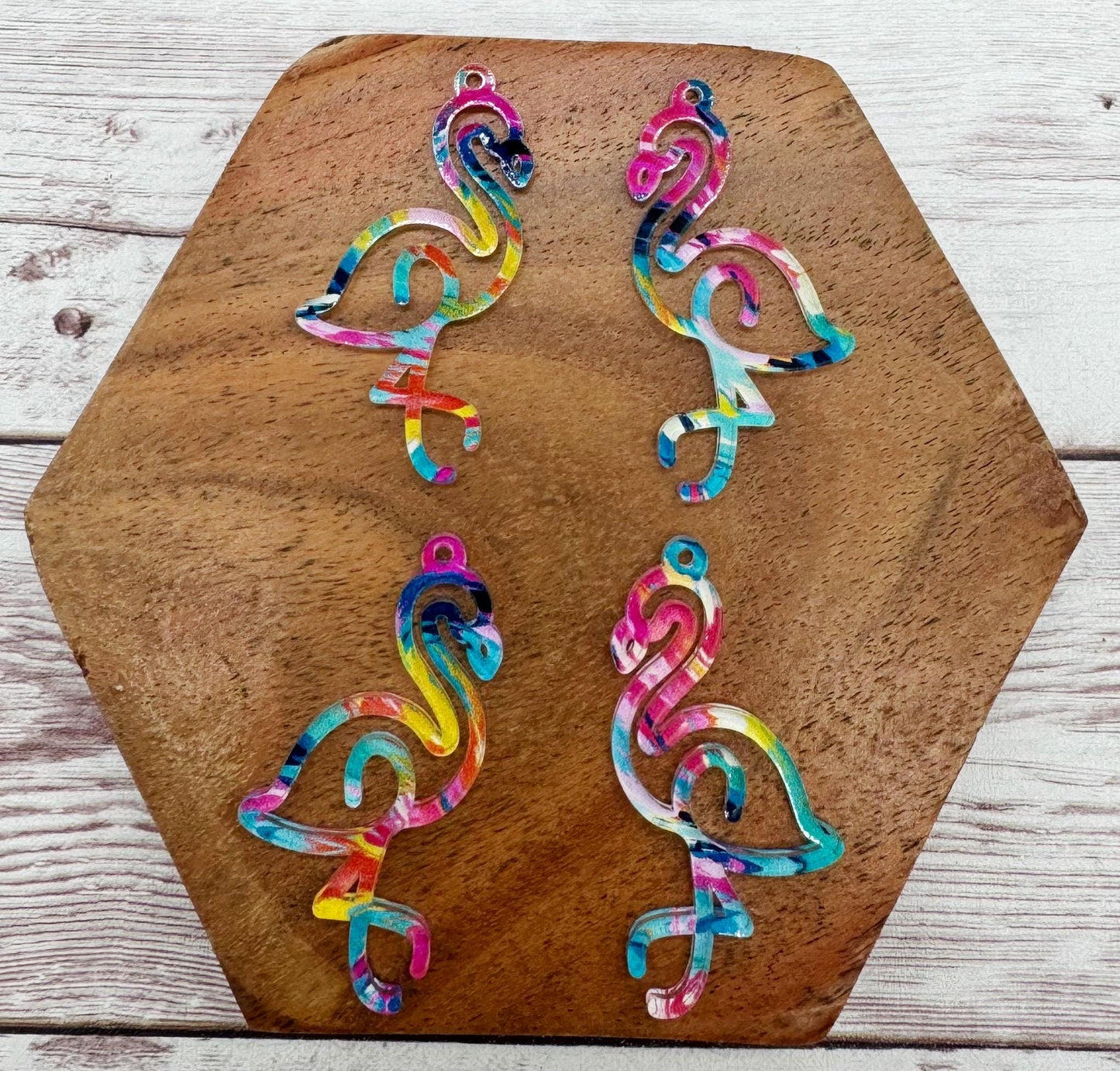 Bright Brushstroke Print Flamingo Acrylic Earring Blanks, DIY Jewelry Making