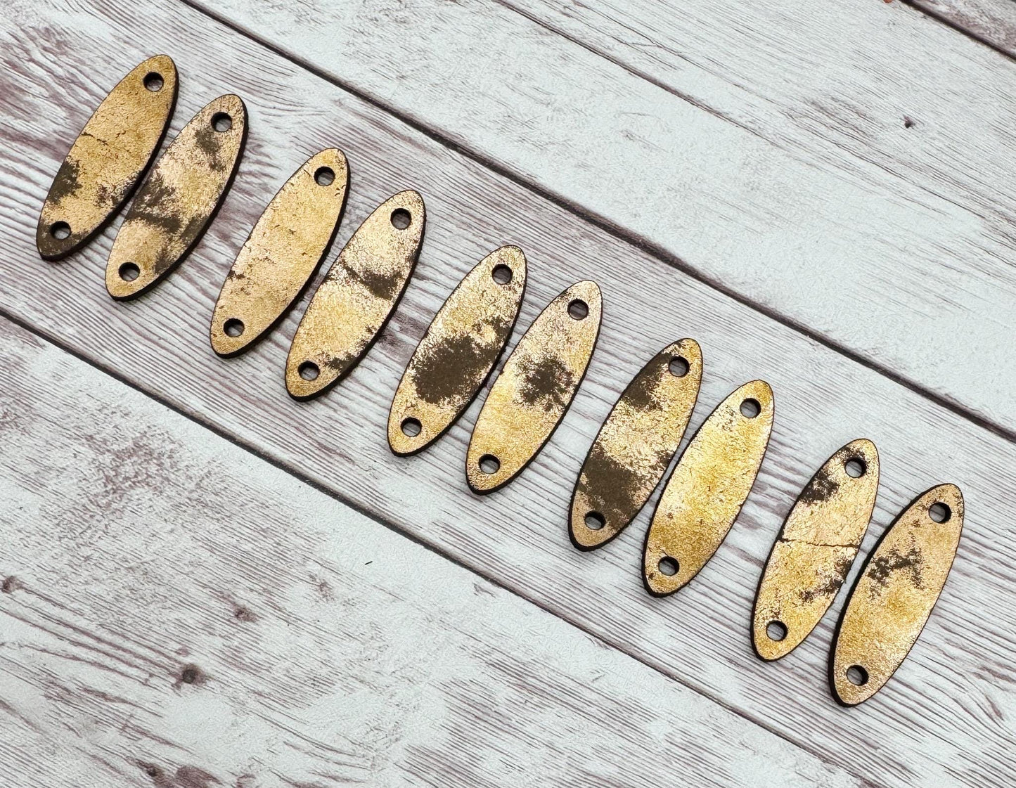 Weathered Metallic Vegetable Tanned Leather Cuffs Set of 5 Pair, Earring Connectors, DIY Jewelry Making
