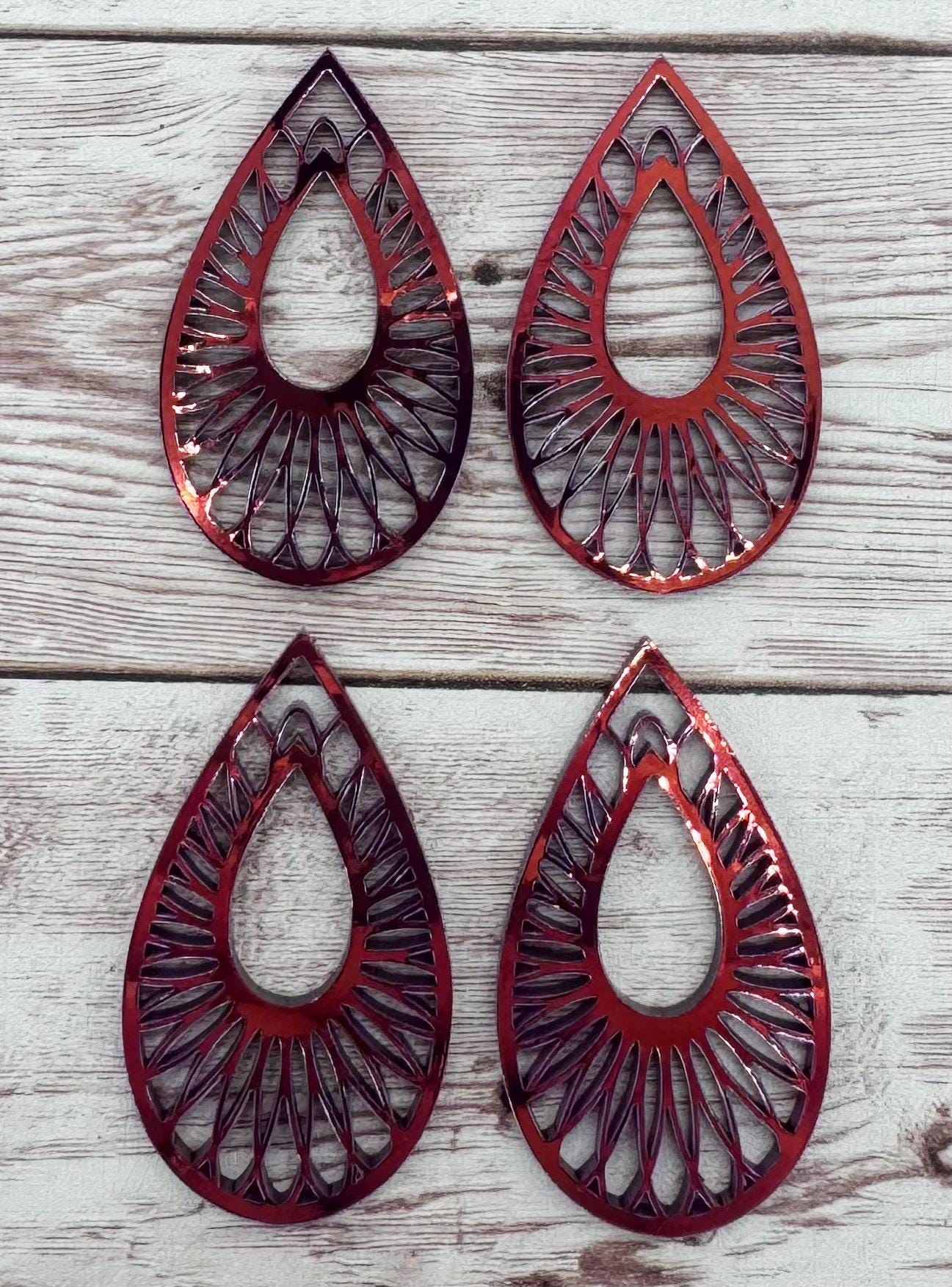 Iridescent Purple Intricate Open Teardop Acrylic Earring Blanks, DIY Jewelry Making