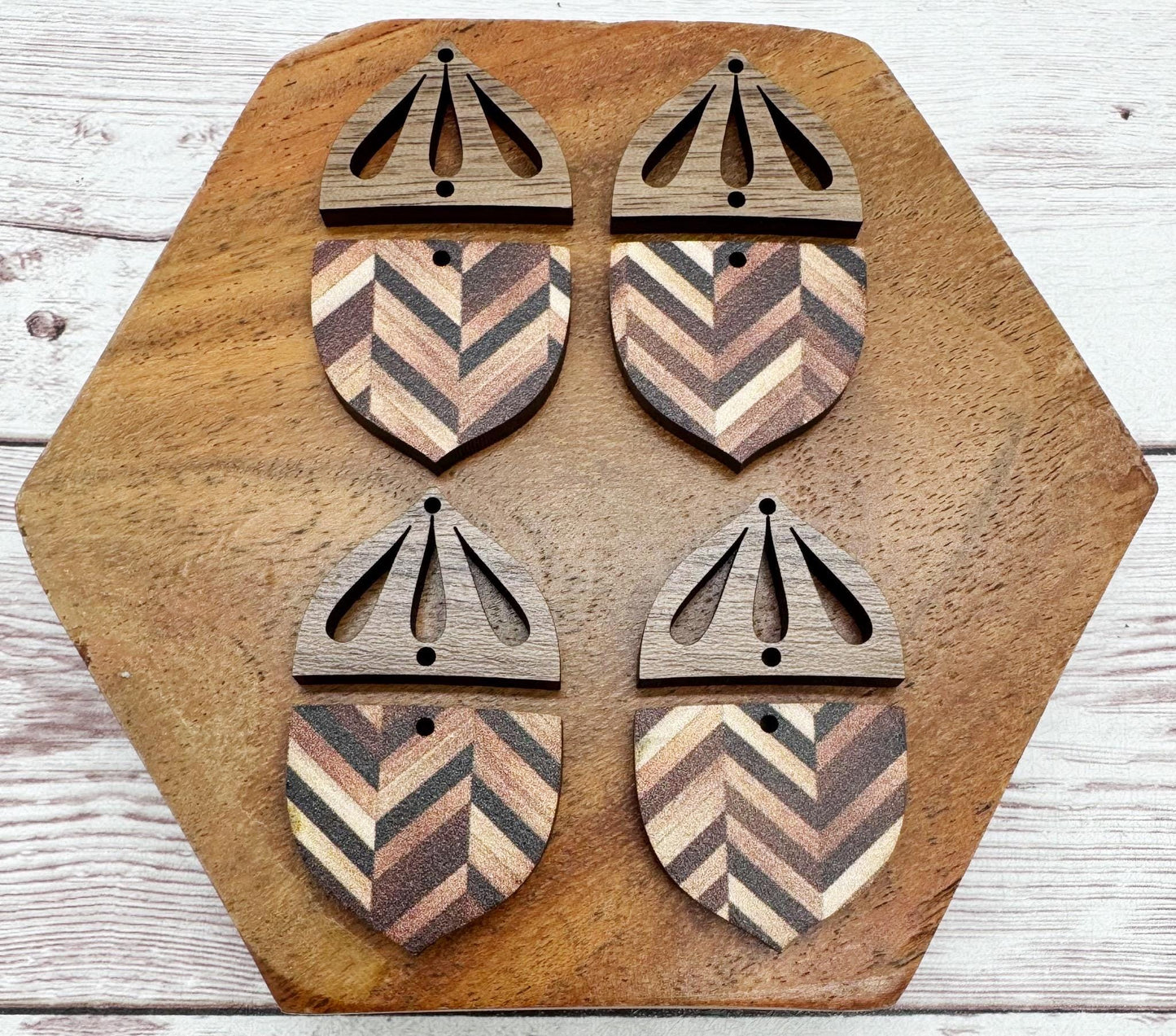 Patterned Herringbone Acorn Set Earring Blanks, DIY Jewelry Making