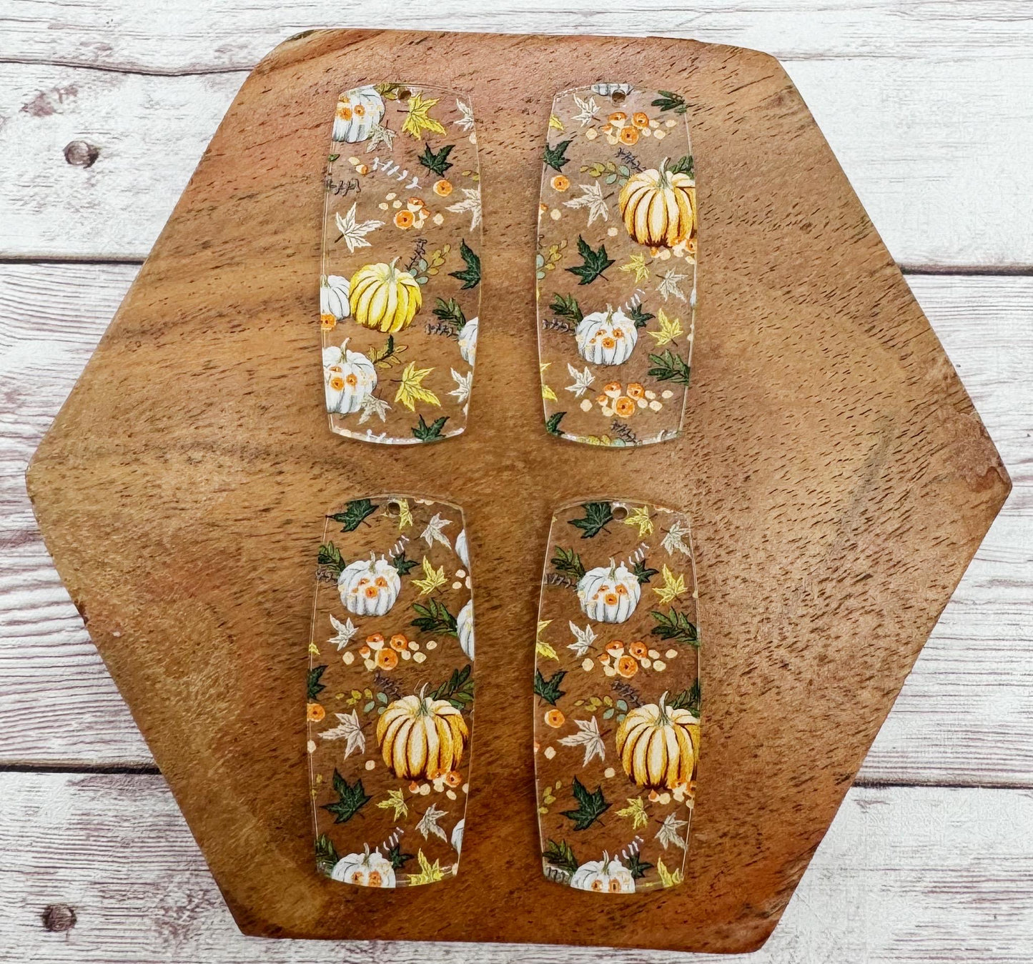 Fall Pumpkin Print Acrylic Bar Earring Blanks, DIY Jewelry Making