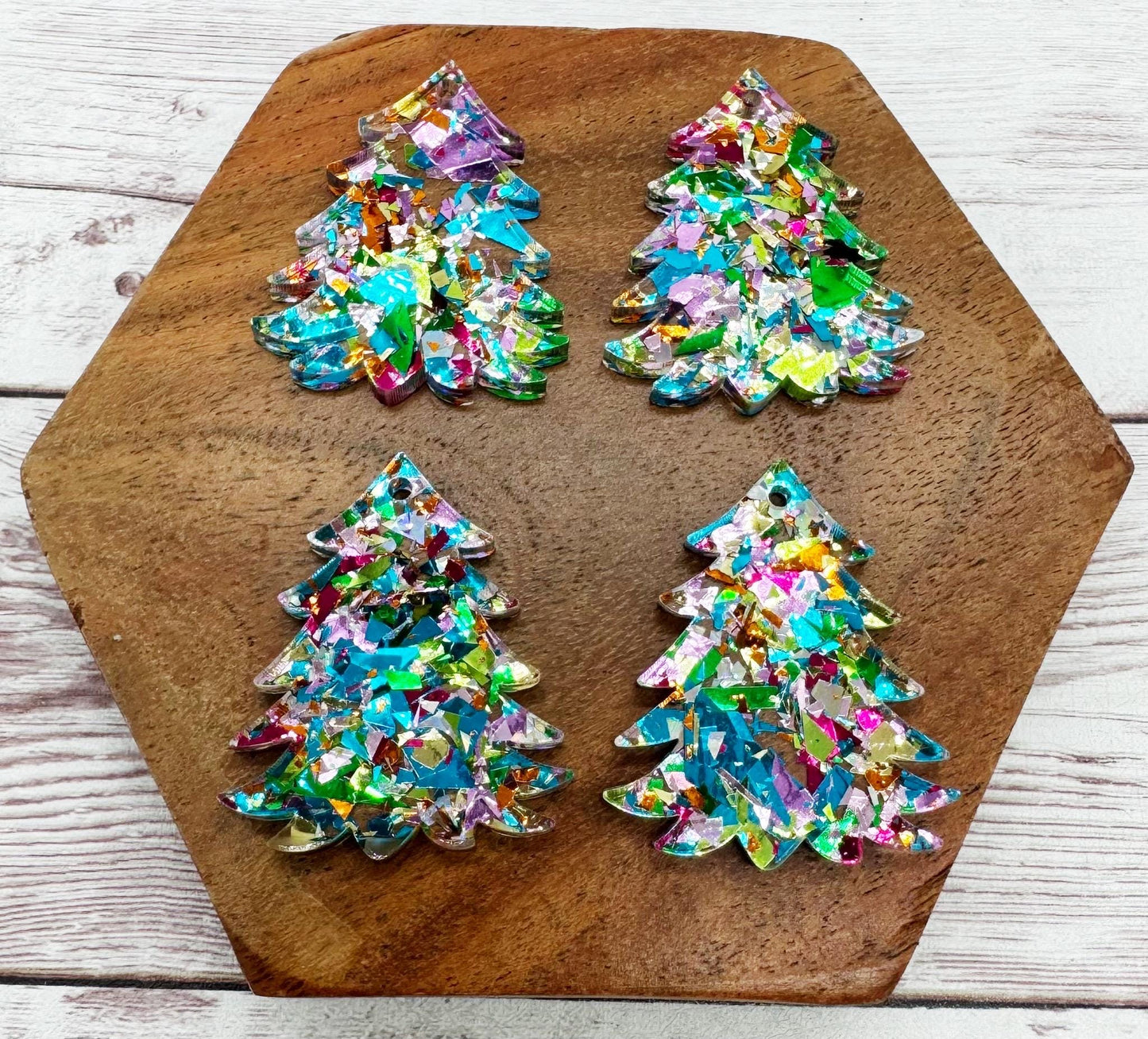Party Chunky Glitter Christmas Tree Acrylic Earring Blanks, DIY Jewelry Making