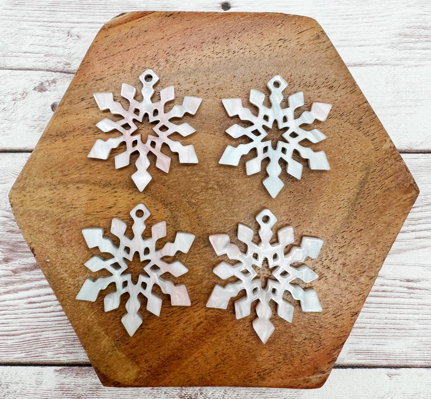 Pink and Blue Marble Swirl Snowflake Acrylic Winter Christmas Earring Blanks, DIY Jewelry Making