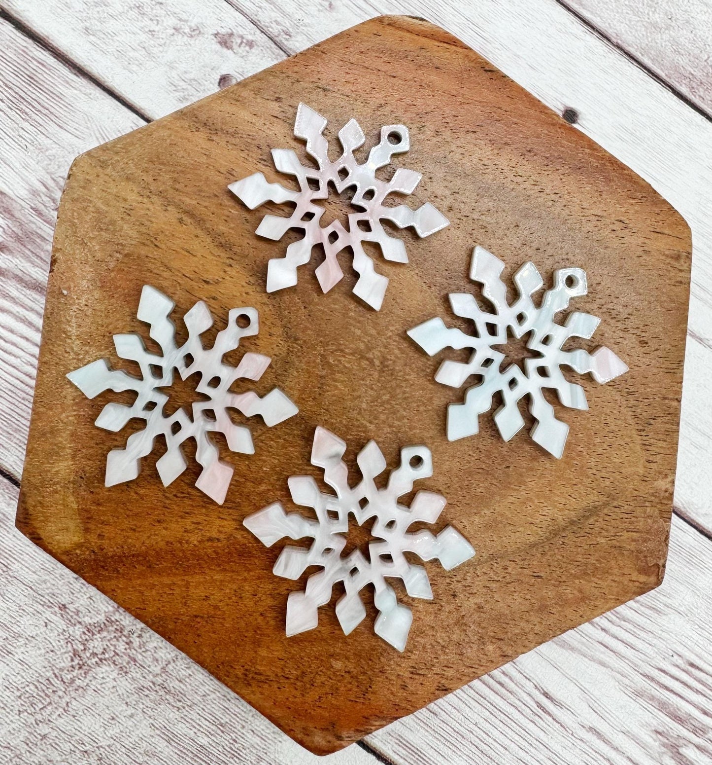 Pink and Blue Marble Swirl Snowflake Acrylic Winter Christmas Earring Blanks, DIY Jewelry Making
