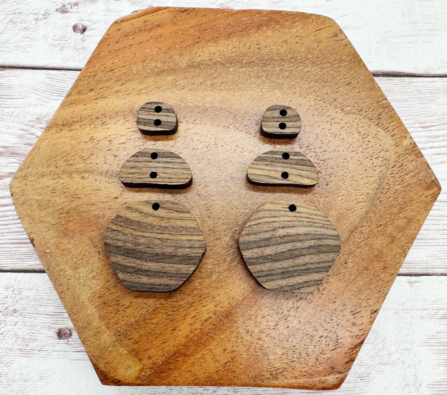 Cafe Wood Stone Trio Dangle Earring Blanks, DIY Jewelry Making