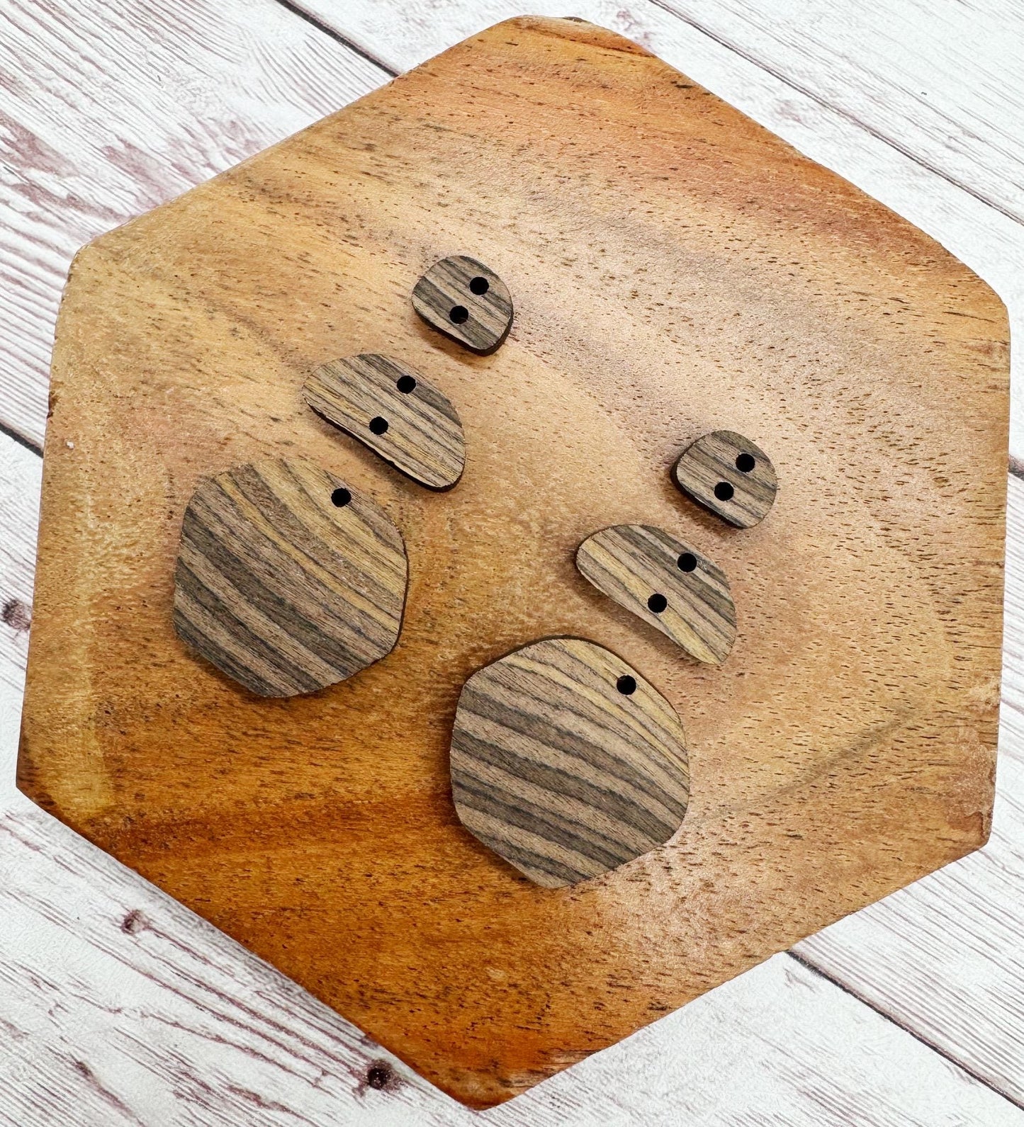 Cafe Wood Stone Trio Dangle Earring Blanks, DIY Jewelry Making