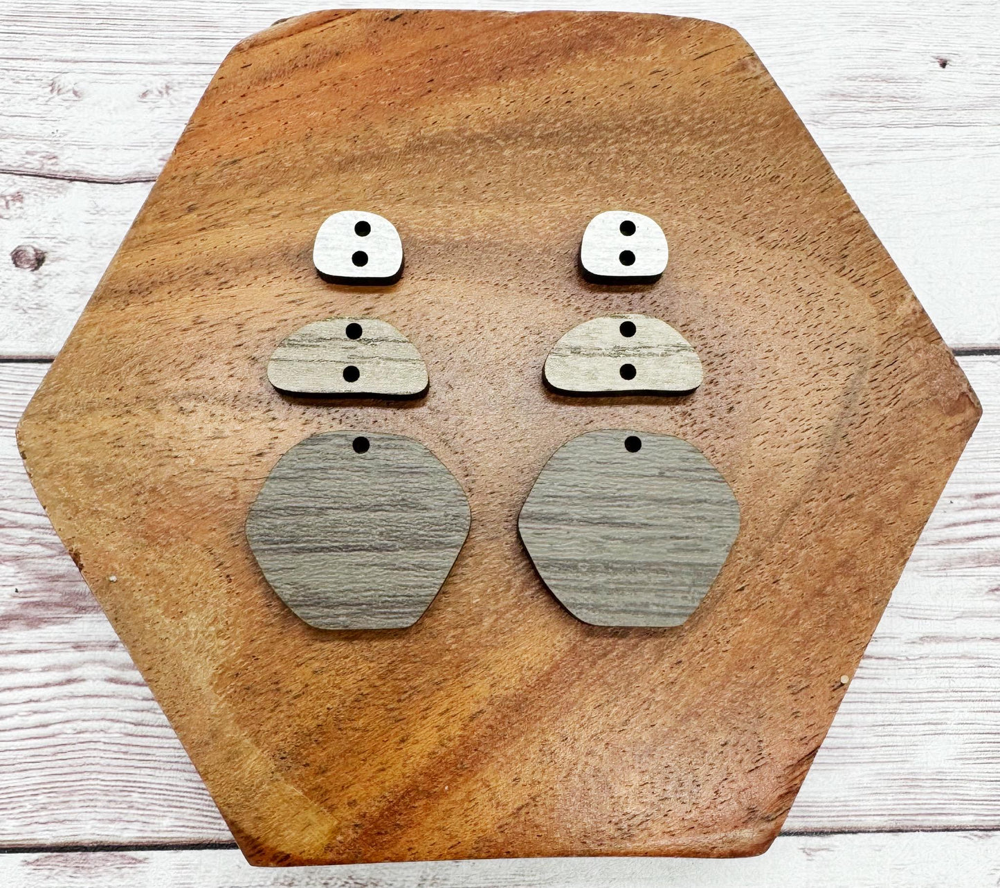 Grey Tone Wood Stone Trio Dangle Earring Blanks, DIY Jewelry Making