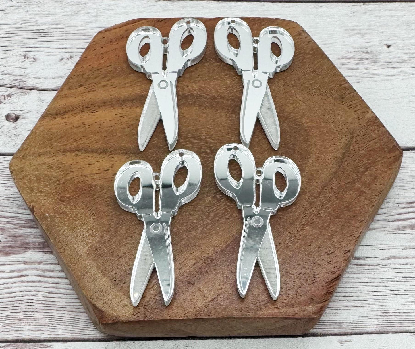 Silver Mirror Engraved Scissors Teacher School Earring Blanks, DIY Jewelry Making