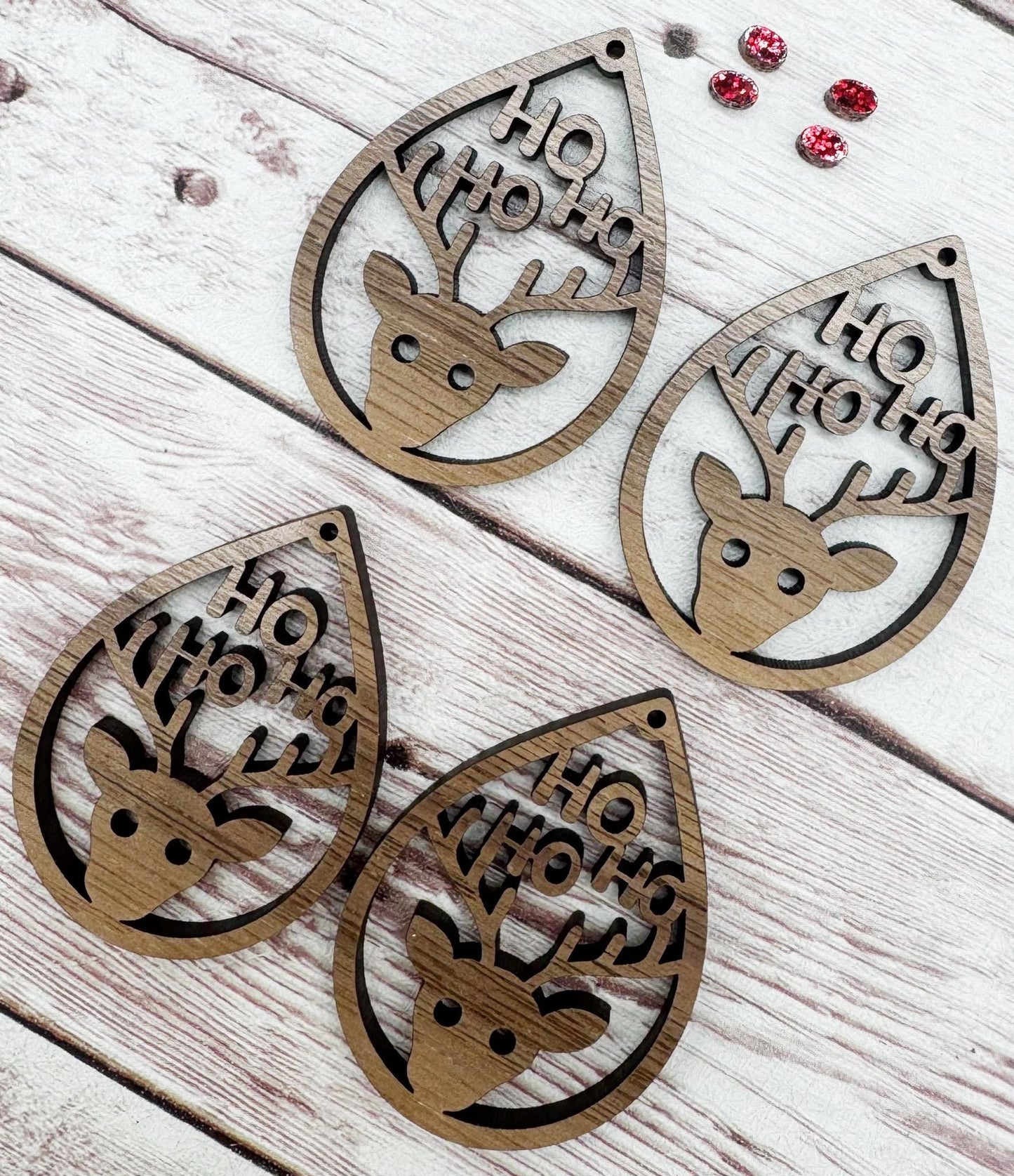 Teardrop Reindeer Rudolph with Glitter Nose Christmas Earring Blanks, DIY Jewelry Making