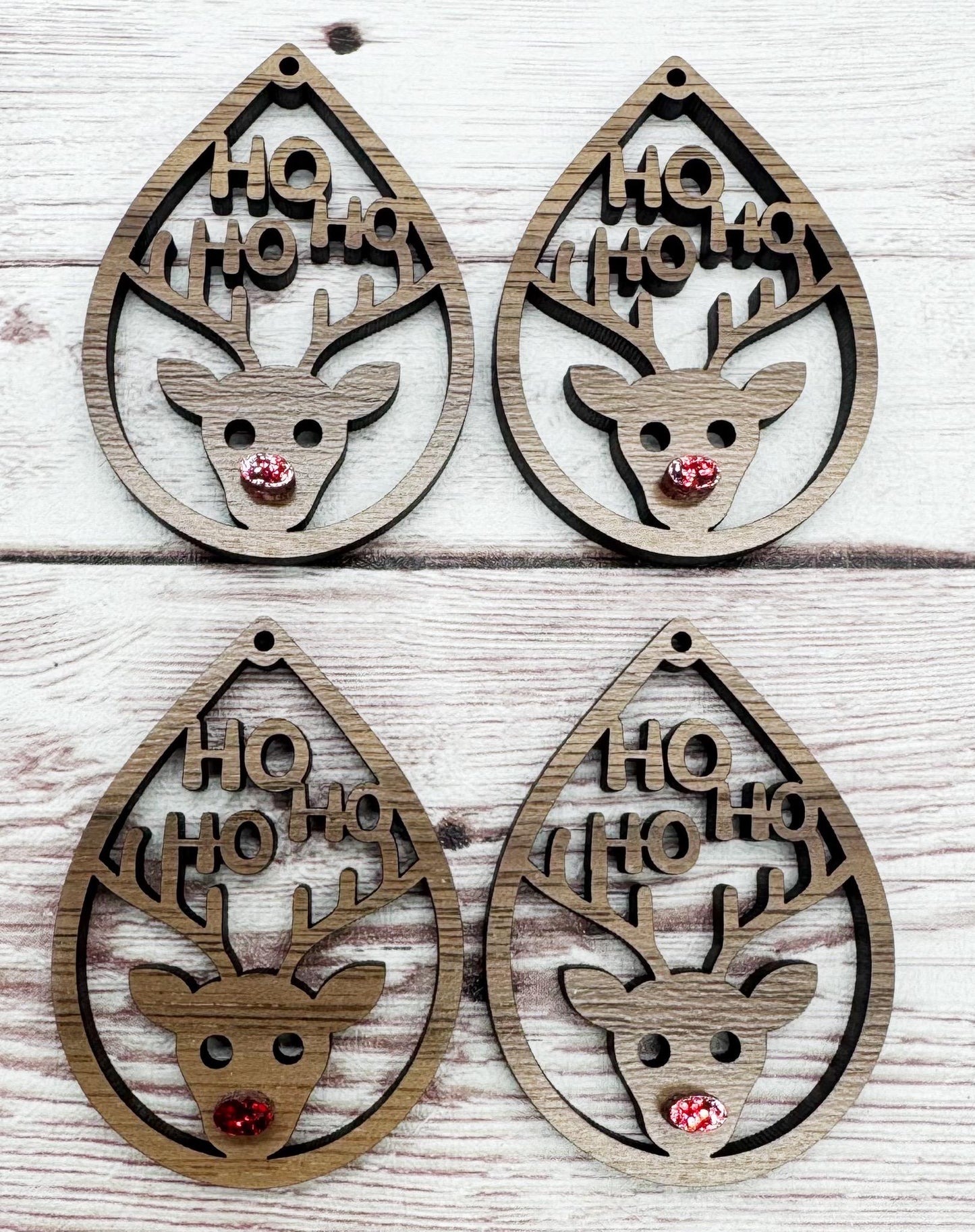 Teardrop Reindeer Rudolph with Glitter Nose Christmas Earring Blanks, DIY Jewelry Making