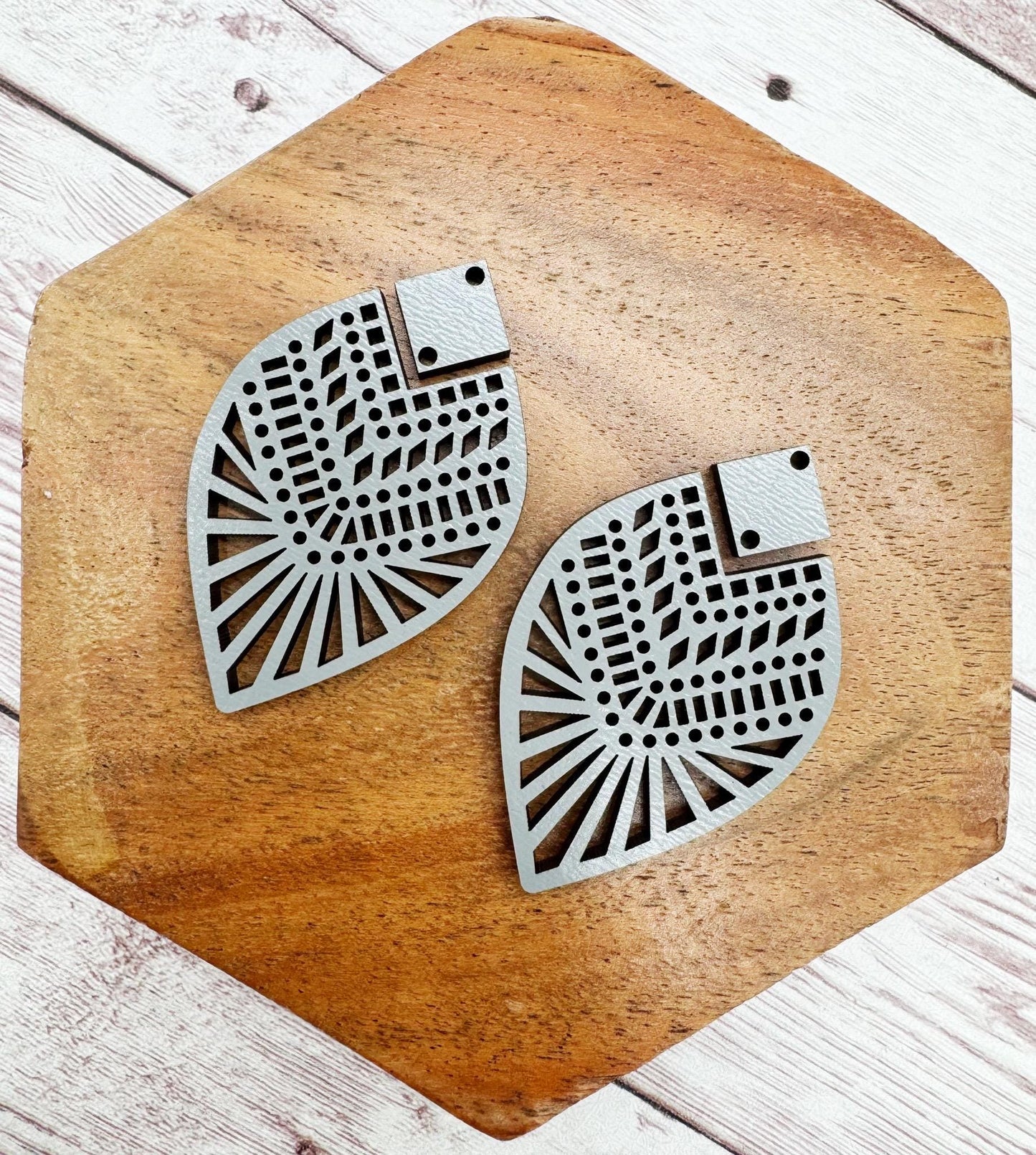 Intricate Grey Lace Teardrop and Connector Earring Blanks, DIY Jewelry Making