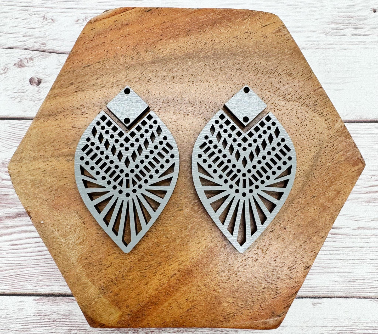 Intricate Grey Lace Teardrop and Connector Earring Blanks, DIY Jewelry Making