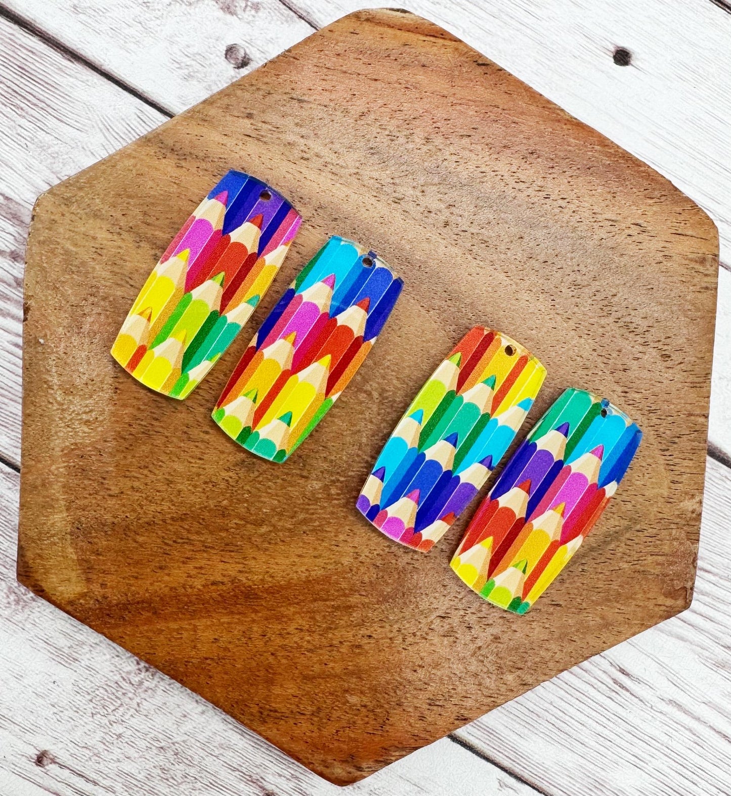 Set of 2 Colored Pencil Bar Teacher School Earring Blanks DIY Jewelry Making