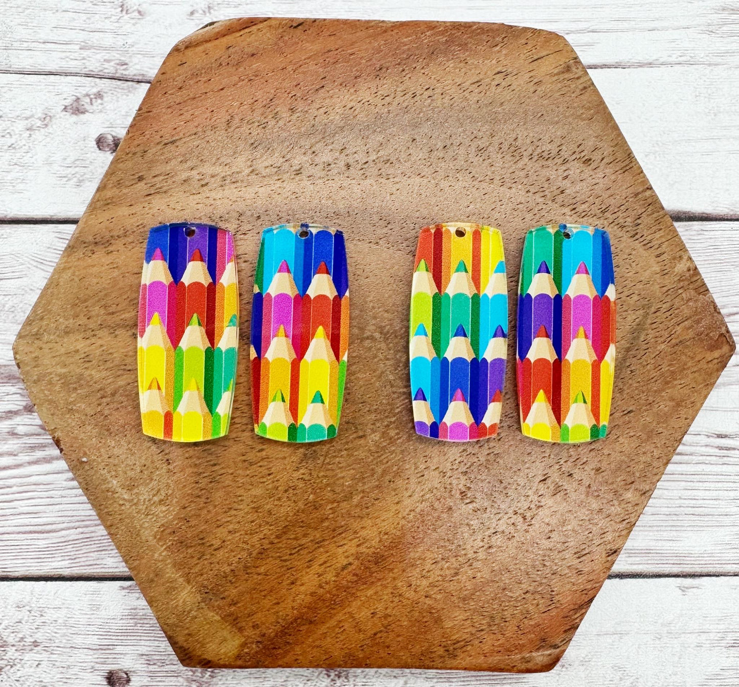Set of 2 Colored Pencil Bar Teacher School Earring Blanks DIY Jewelry Making