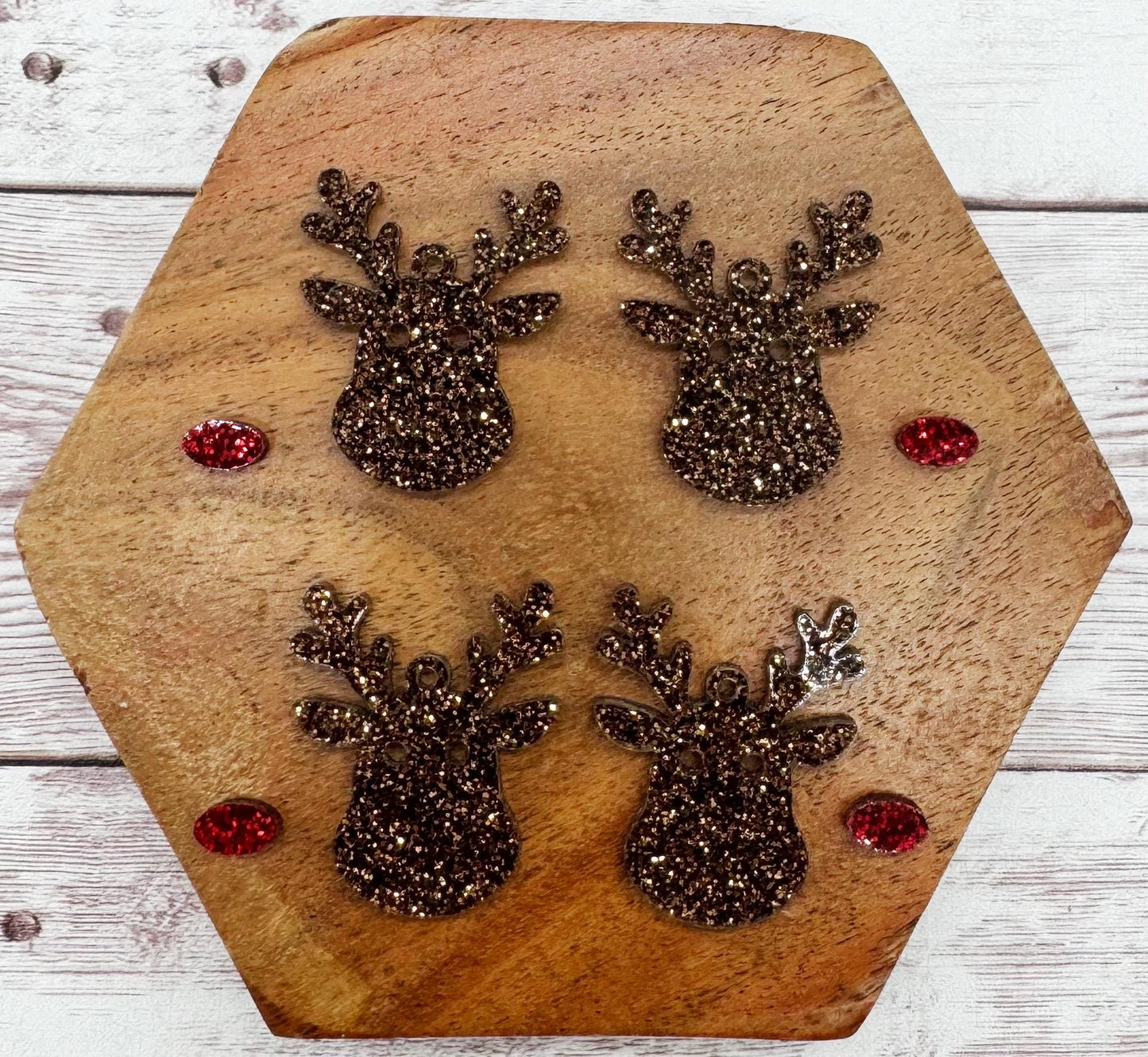 Brown Glitter Acrylic Reindeer Christmas Earring Blanks, DIY Jewelry Making